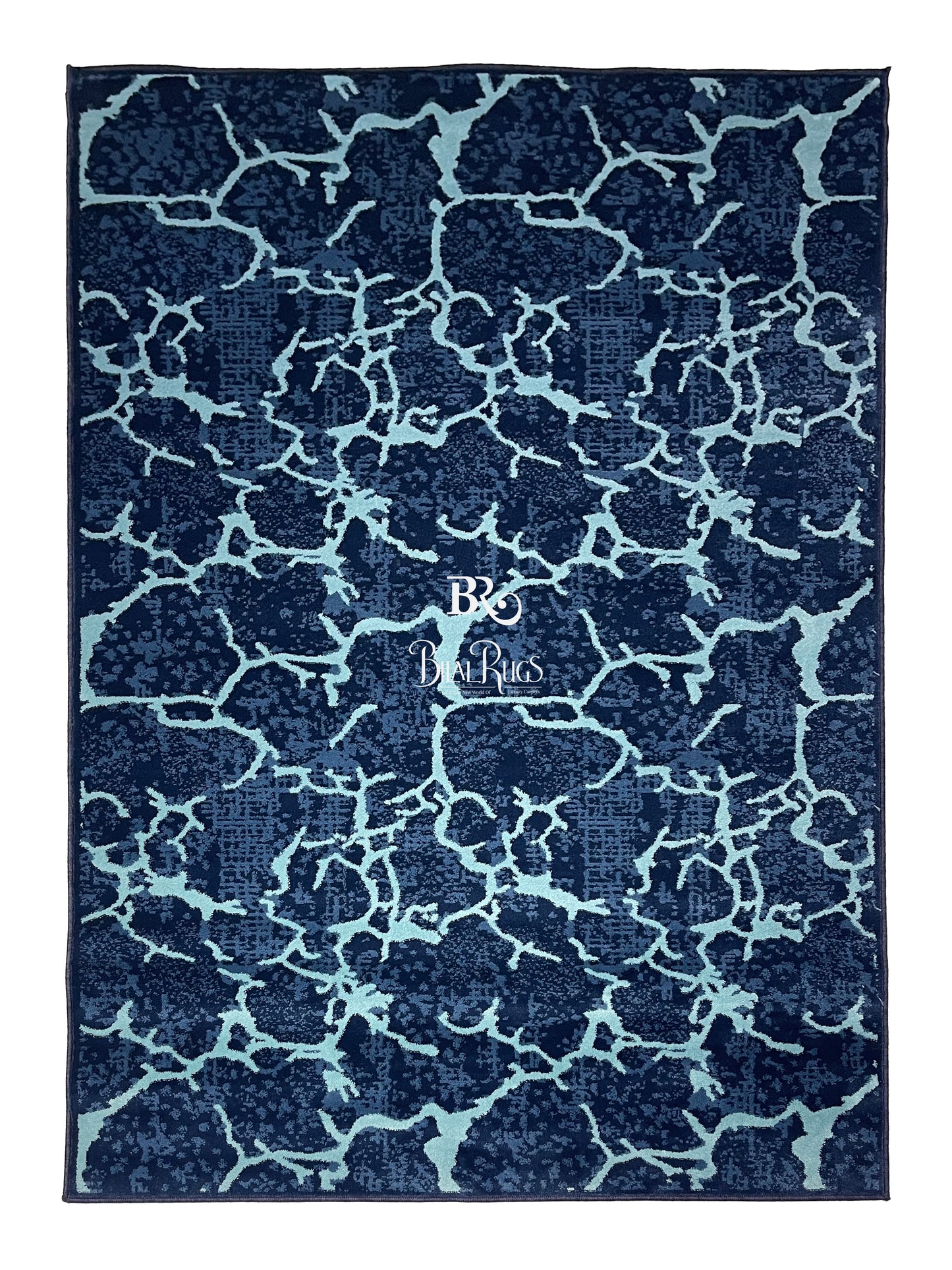 Modern polypropylene Rug,back woven(Article-6774-Blue ) Size : 5ft width  x 7.3ft length (150cm x 220cm)