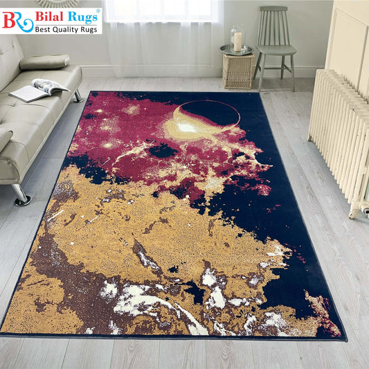 Modern polypropylene Rug,back woven(Article-5001-Black , Gold)
Size : 6.6 ft width x 9.6 ft length (200cm x 290cm)