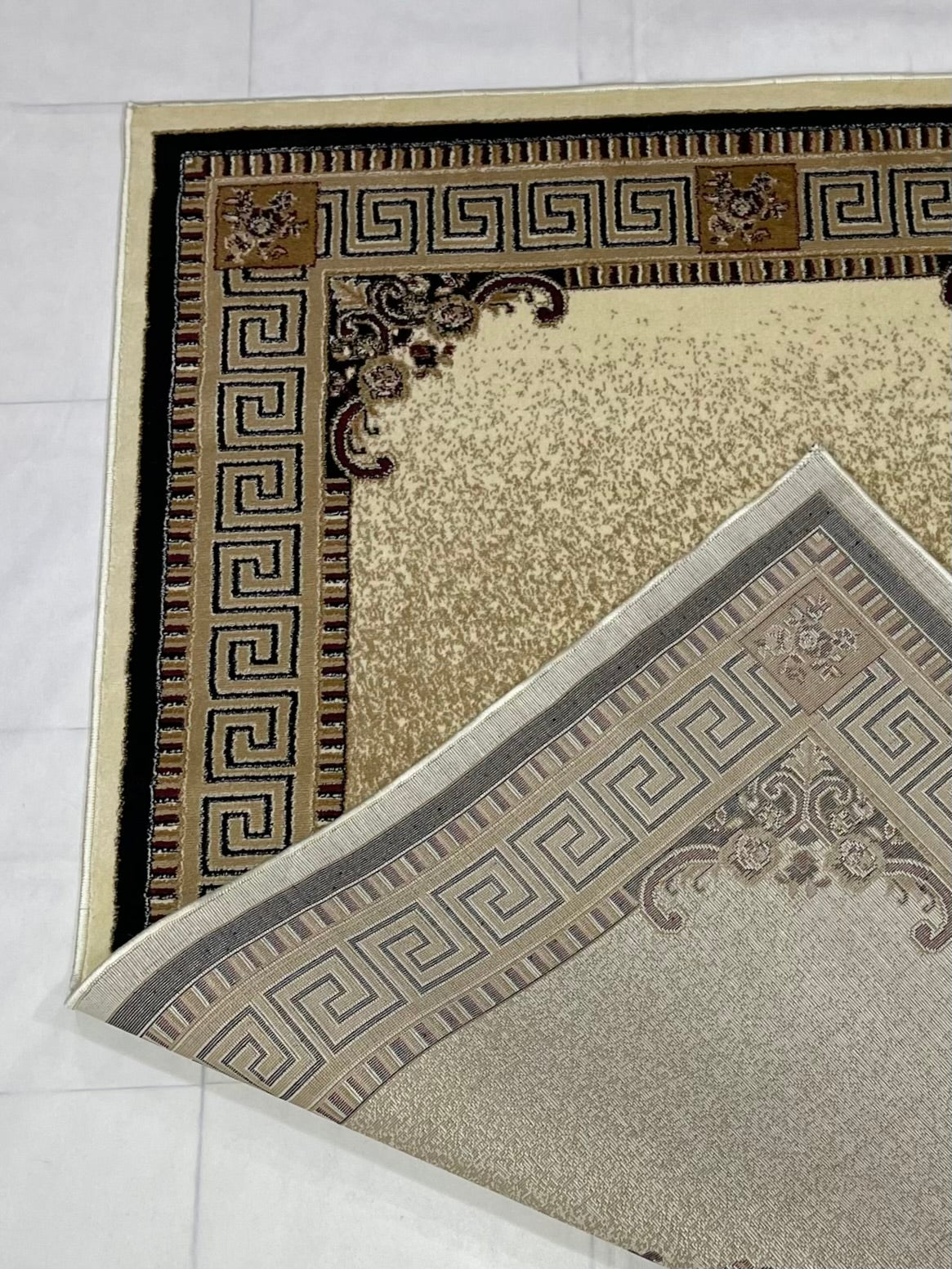 Versace Polypropylene Rug,back woven(Article-75-Off white)