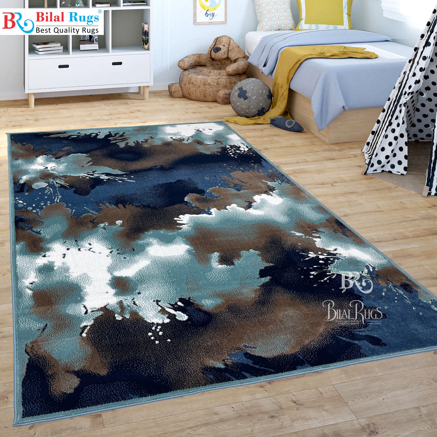 Modern polypropylene Rug,back woven(Article-6513-Feroze)
Size : 5ft width  x 7.3ft length (150cm x 220cm)