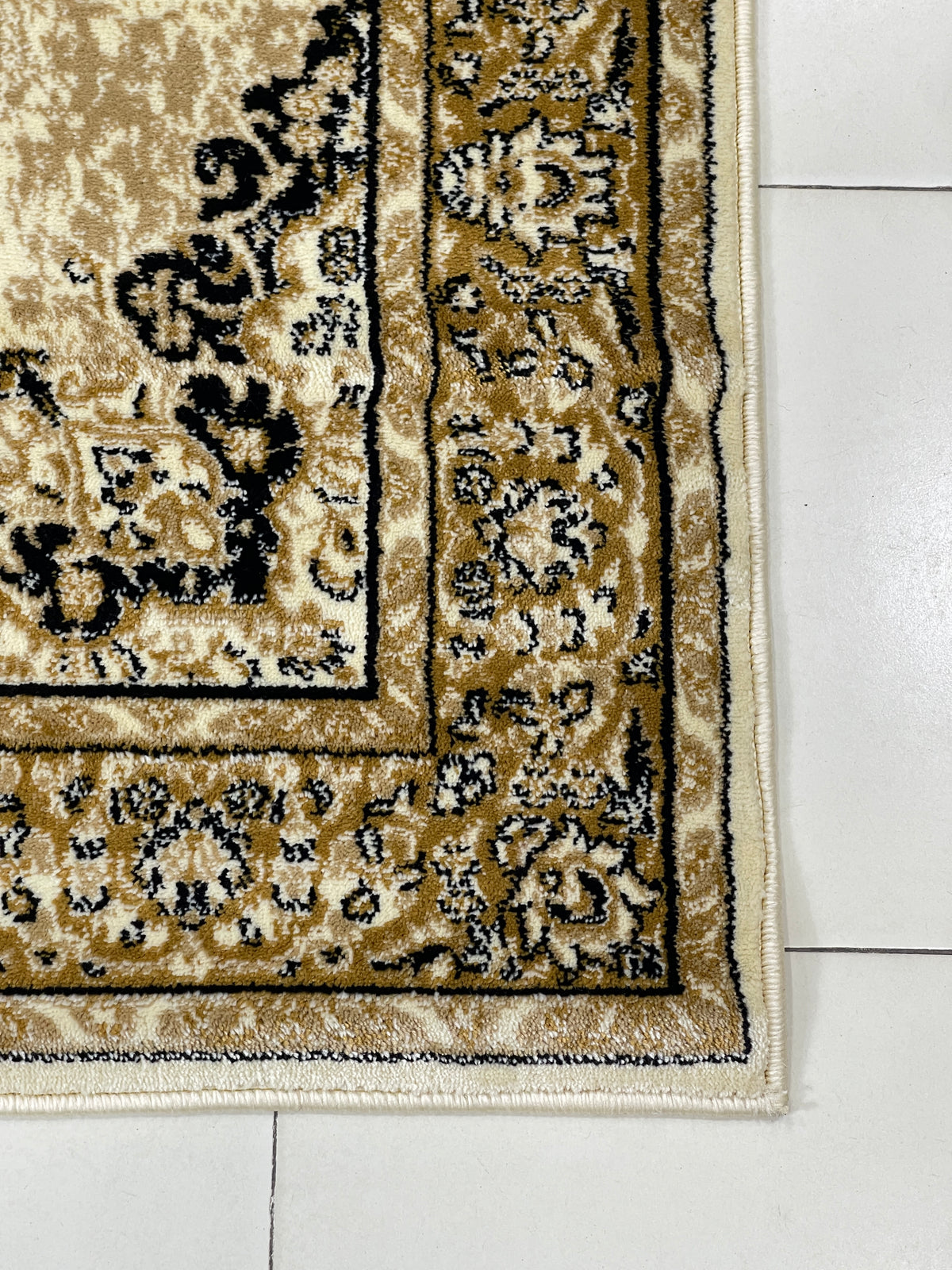 Persian Polypropylene Rug,Woven Back (Article-41-Off white)