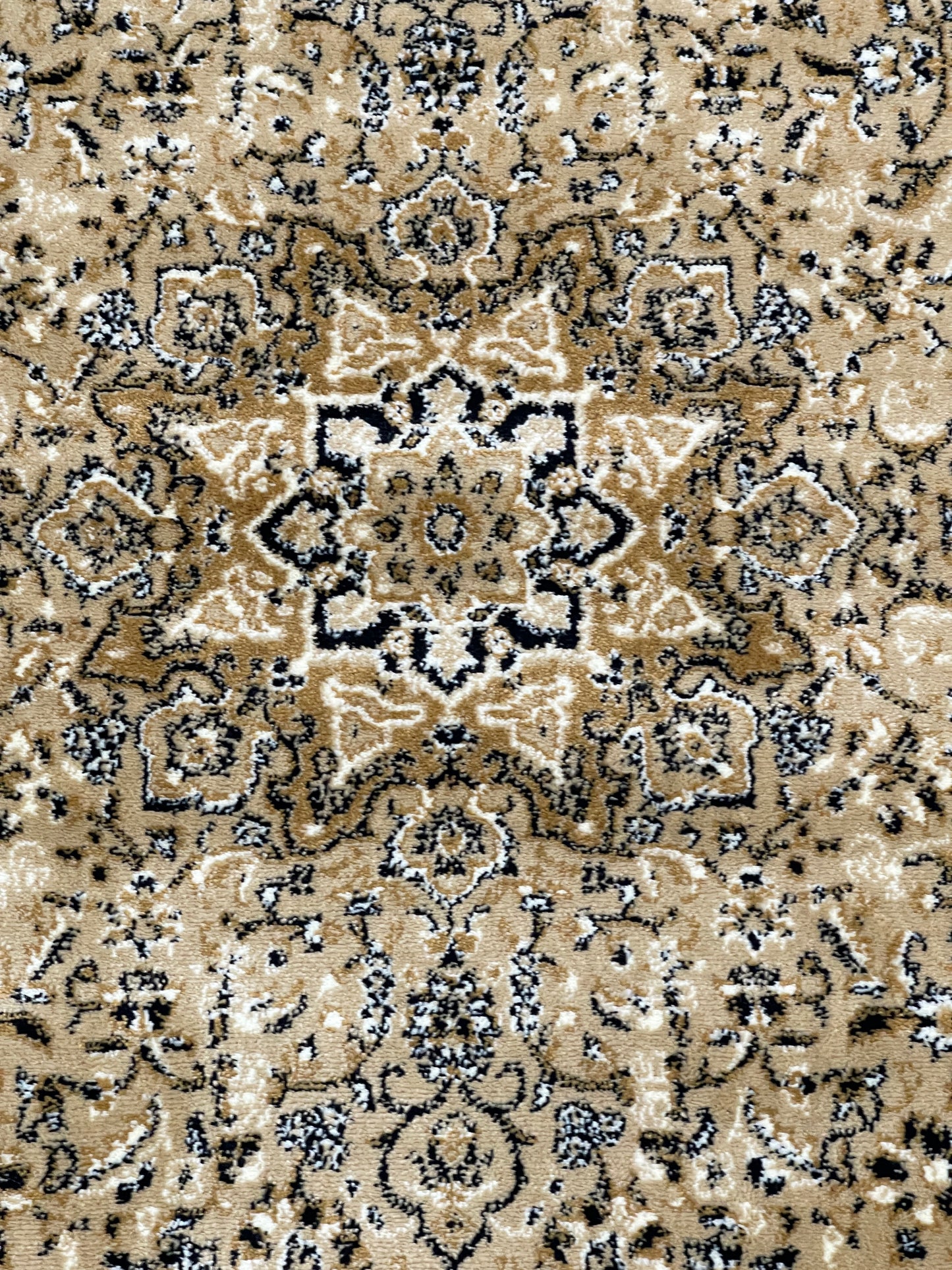 Persian polypropylene Rug,back woven (Article-20-Beige) Size : 4 ft width x 5.6 ft length (120 cm x 170 cm)