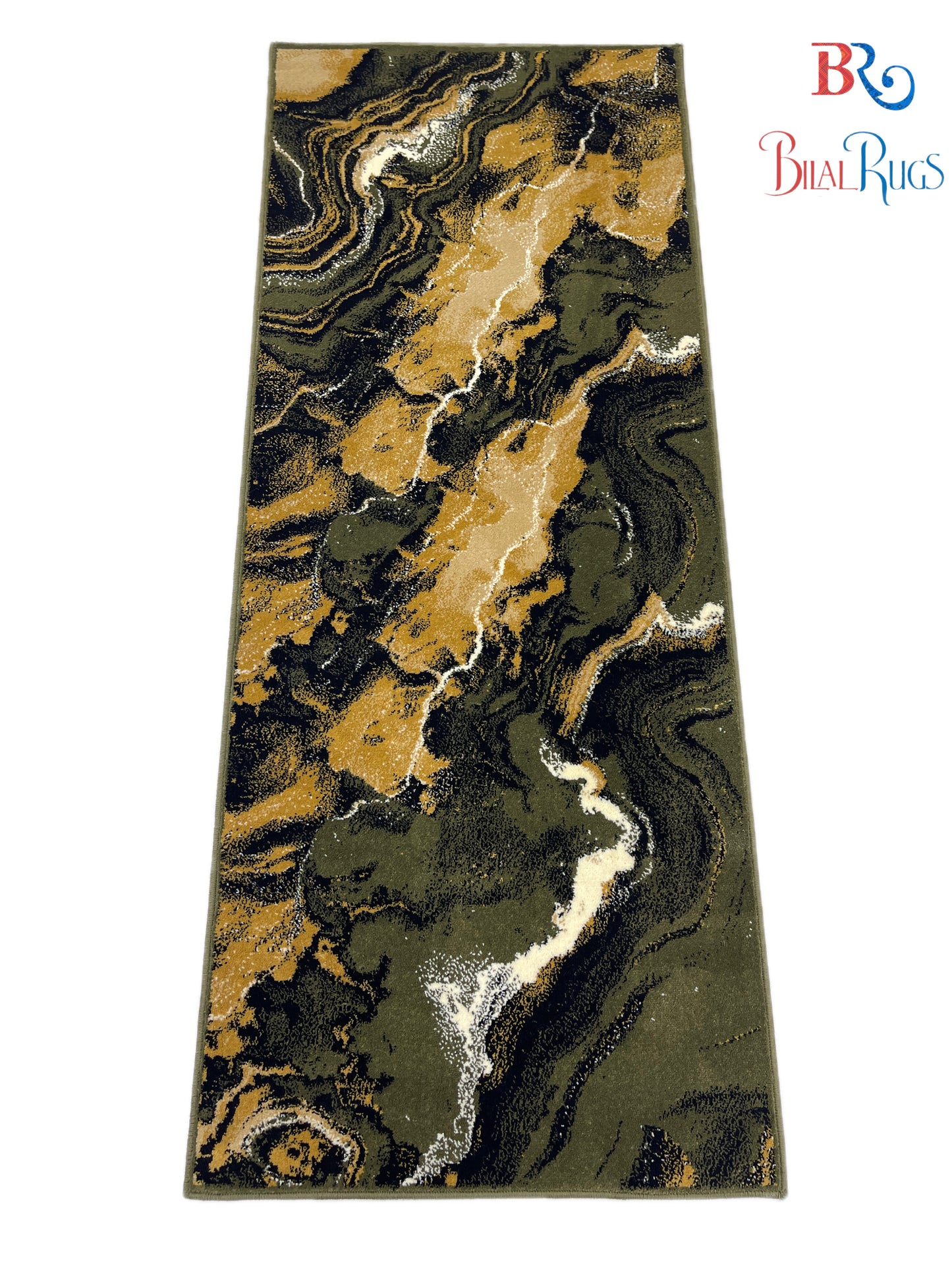 Green Modern Polypropylene Woven Rug.
 Size : 2.6 ft width x 6.6 ft length
 (80 cm x 200cm)