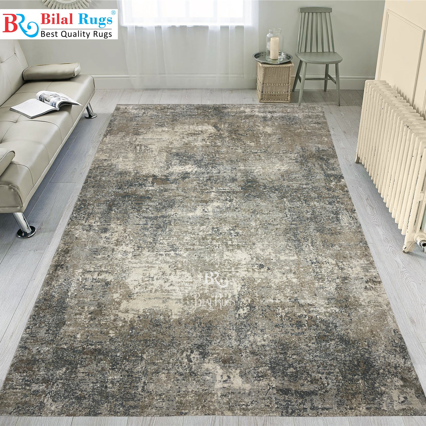 New Turkish Silk (Surya A) 
Size: 6.6 ft width x 9.6 ft length (200cm x 290cm)
Article -603- Beige & Grey