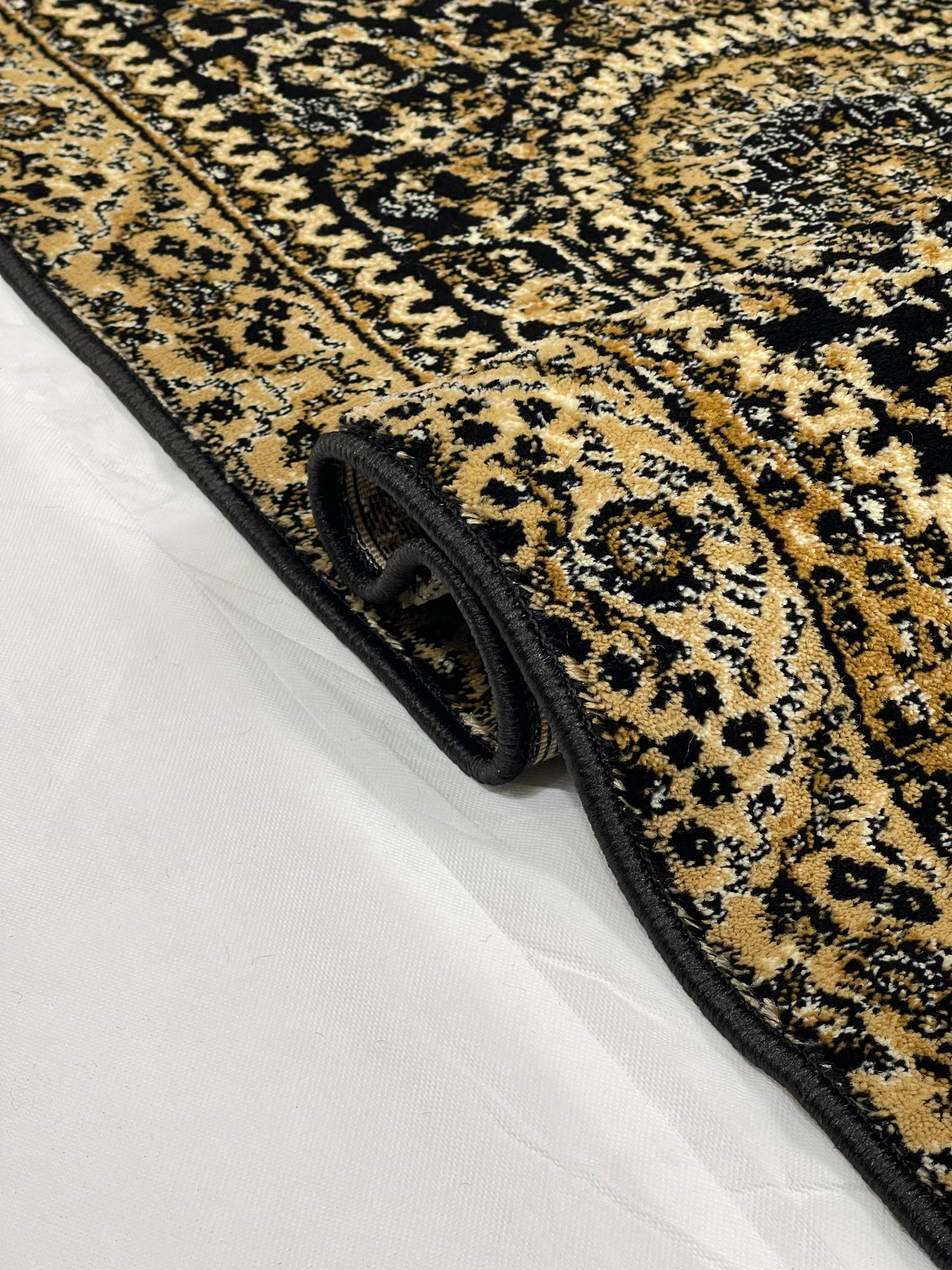 Black Persian Polypropylene Woven Rug.  Size : 2.6 ft width x 6.6 ft length  (80 cm x 200cm)