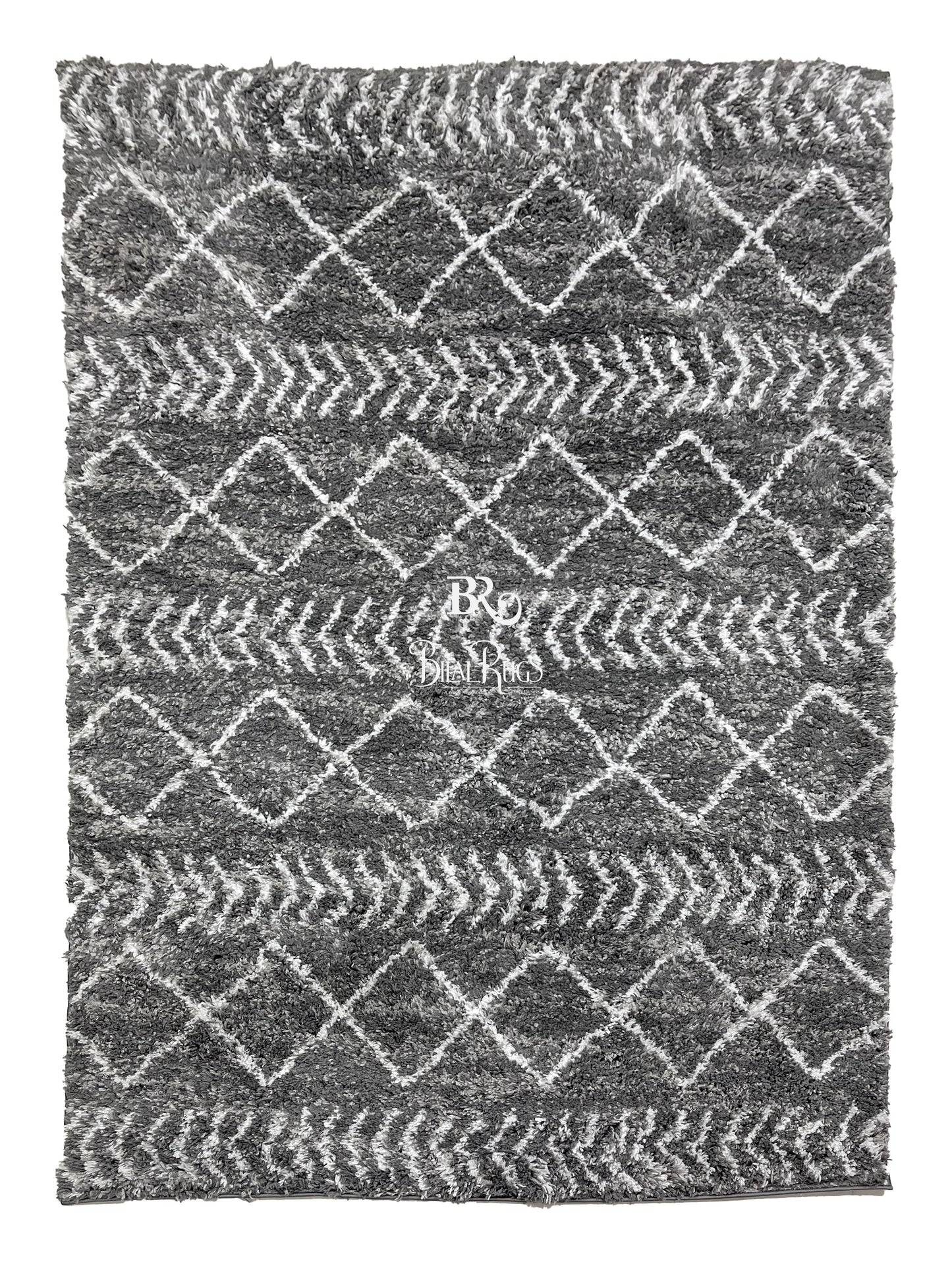 Turkish Shaggy Rug With Woven Back.  Size : 5 Ft Width x 7.3 Ft Length (160cm x 220cm) Article-11-Grey