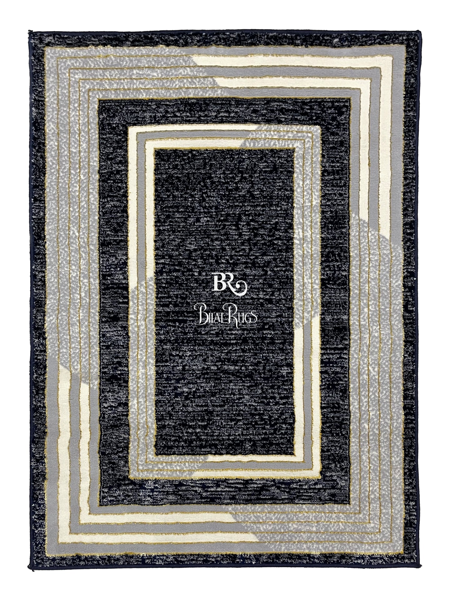 Polyester Silk Woven Rug.(Article-1454-Blue) Size : 3 ft width x 5 ft length ( 100cm x 150cm)