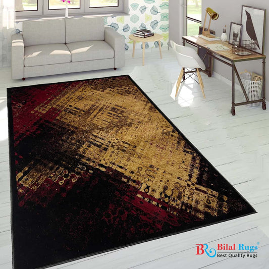 Modern polypropylene Rug,back woven(Article-1627-Black multi)
Size : 5ft width  x 7.3ft length (150cm x 220cm)