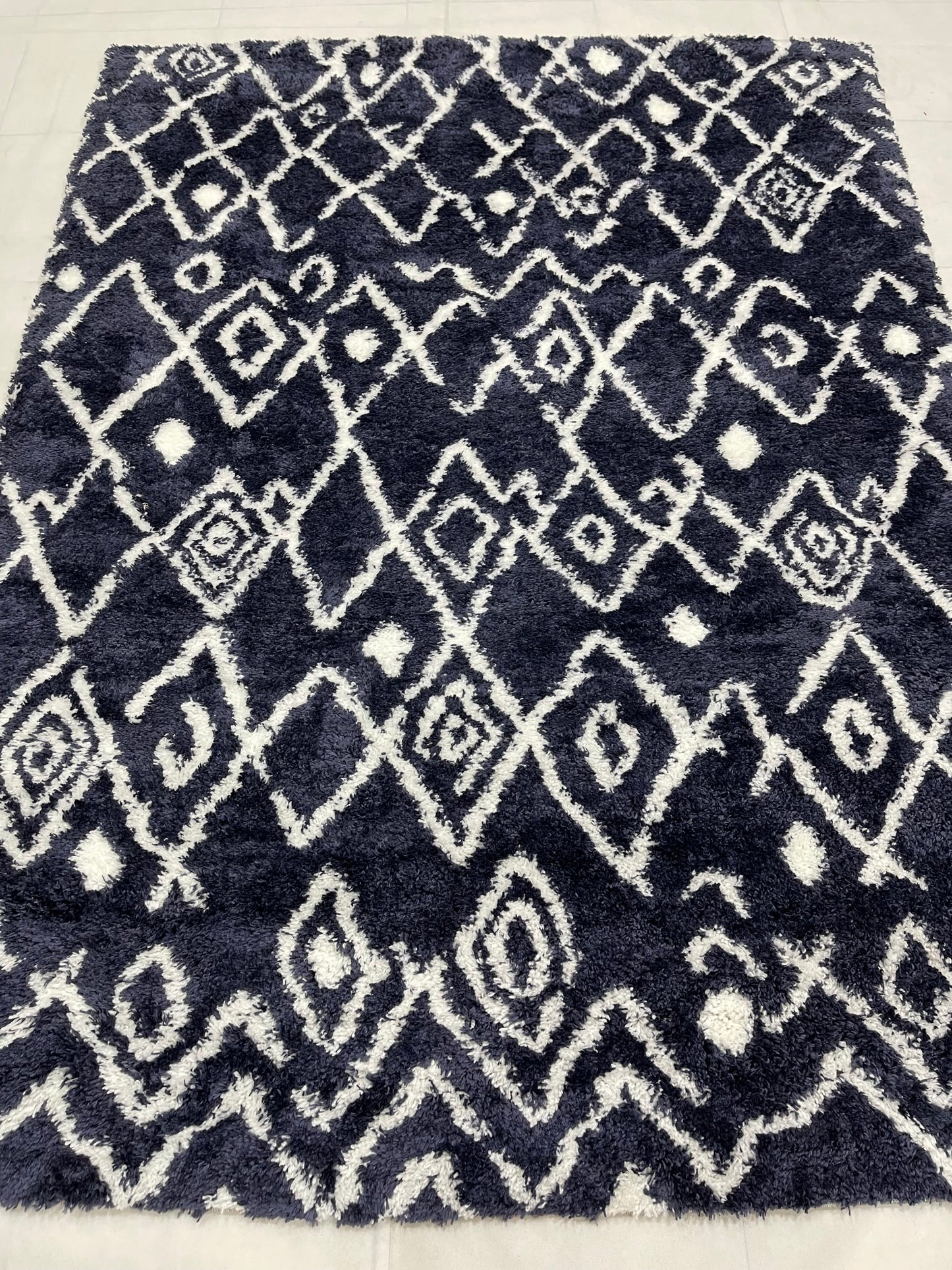 Turkish Shaggy Rug With Woven Back.  Size : 5 Ft Width x 7.3 Ft Length (160cm x 220cm) Article-05-Blue