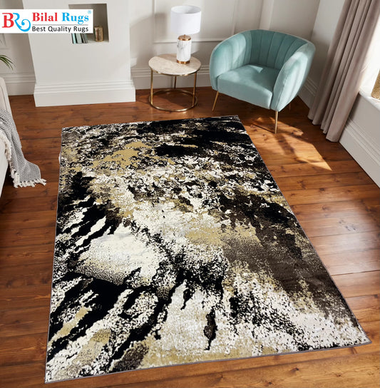 Turkish Top Quality Silk.(Article-1090-Cream , Black) Size: 6.6 ft width x 9.6 ft length (200cm x 290cm)