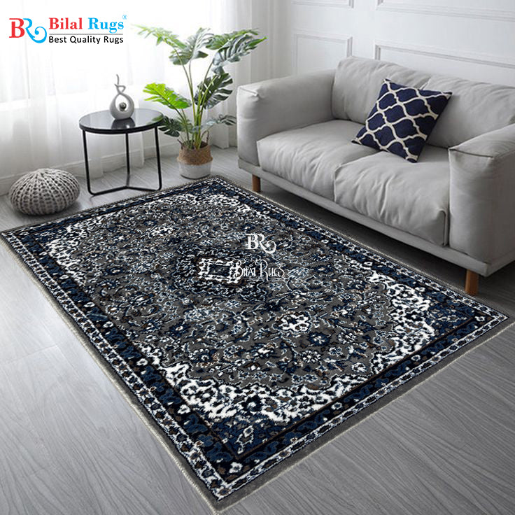 Persian Polypropylene Rug,Woven Back (Article-01-Grey) Size : 3 ft width x 5 ft length (100cm x 150 cm)