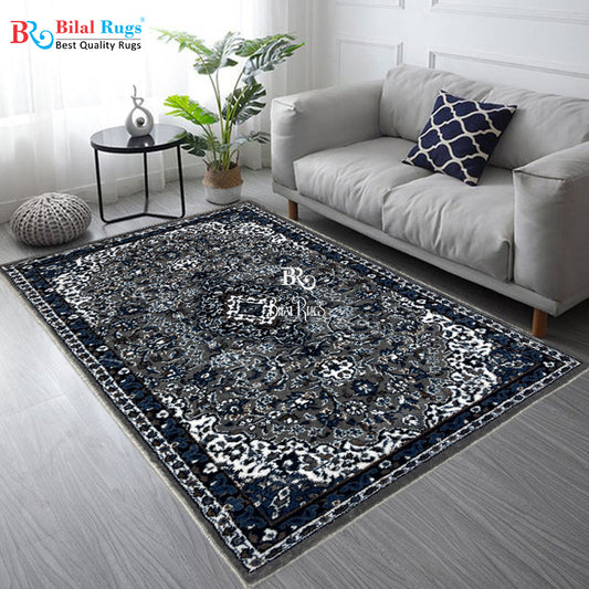 Persian Polypropylene Rug,Woven Back (Article-01-Grey) Size : 3 ft width x 5 ft length (100cm x 150 cm)