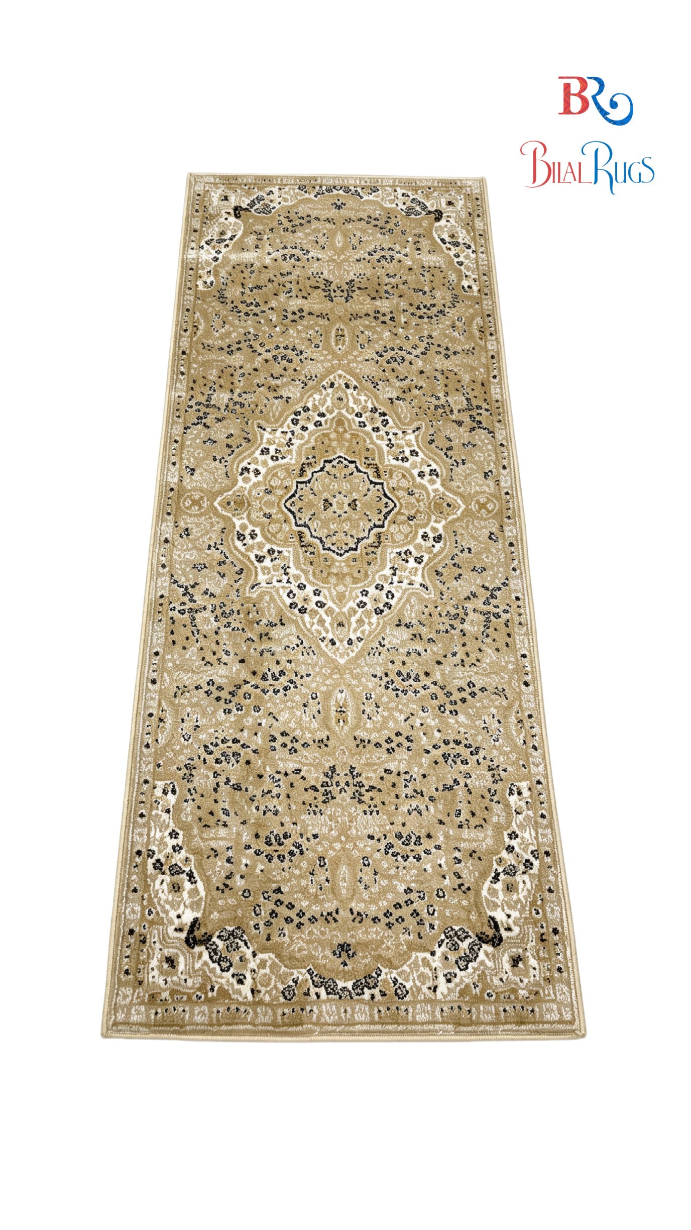 Beige Persian Polypropylene Woven Rug.
 Size : 2.6 ft width x 6.6 ft length
 (80 cm x 200cm)