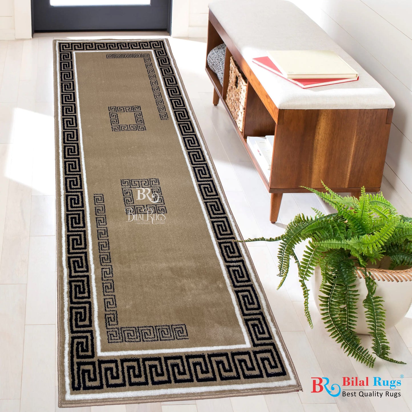 Mink Versace Polypropylene Woven Rug.  Size : 2.6 ft width x 6.6 ft length  (80 cm x 200cm)