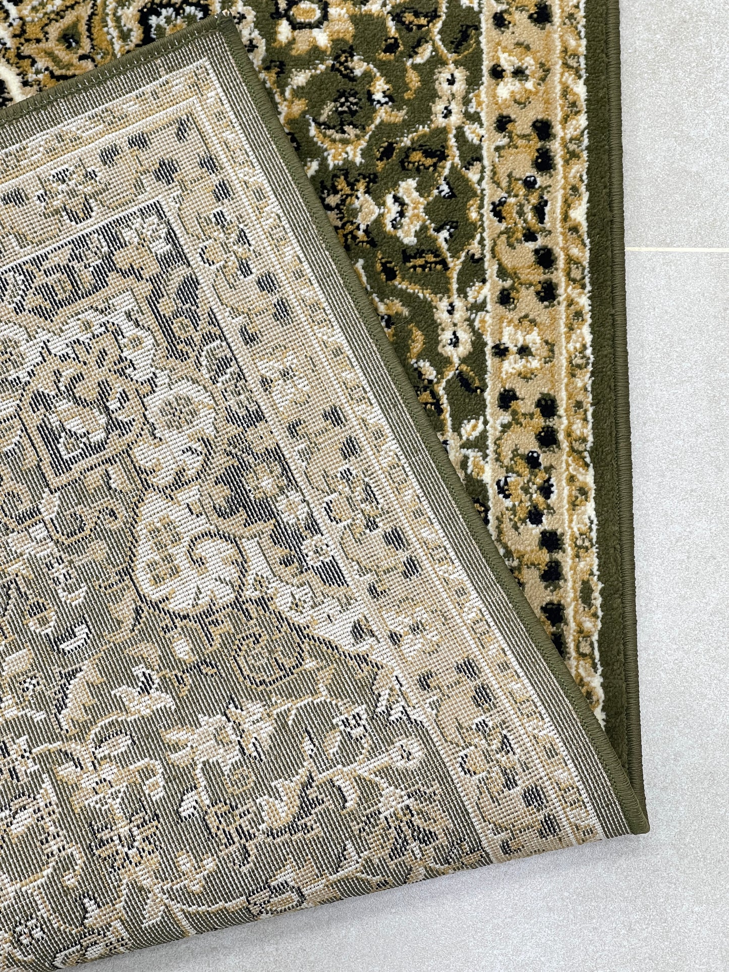 Green Persian Polypropylene Woven Rug.
 Size : 2.6 ft width x 6.6 ft length
 (80 cm x 200cm)