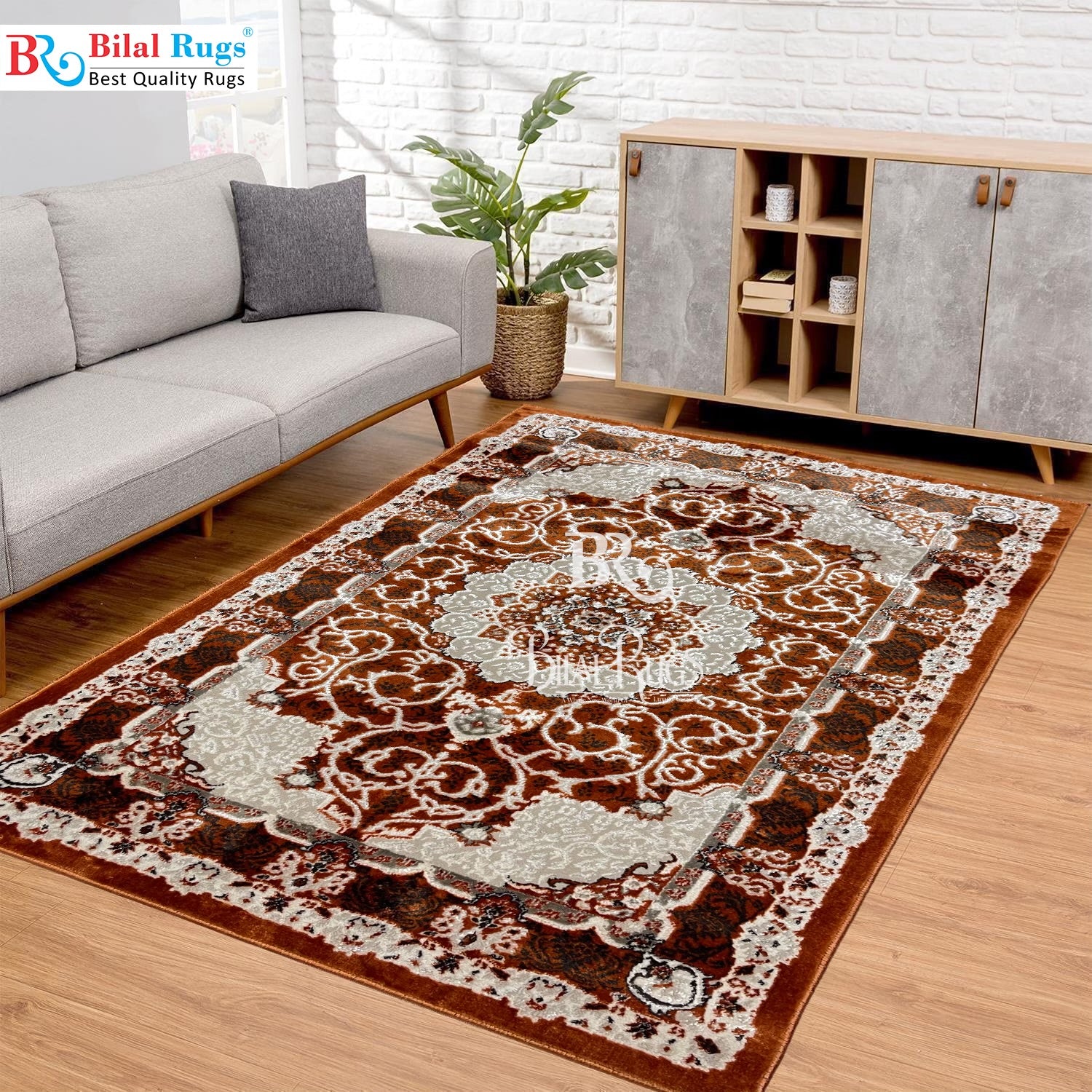 Bilal Rgs Turkish Top Quality Silk.(Article-1074-Rust) Size: 3 ft width x 5 ft l ...