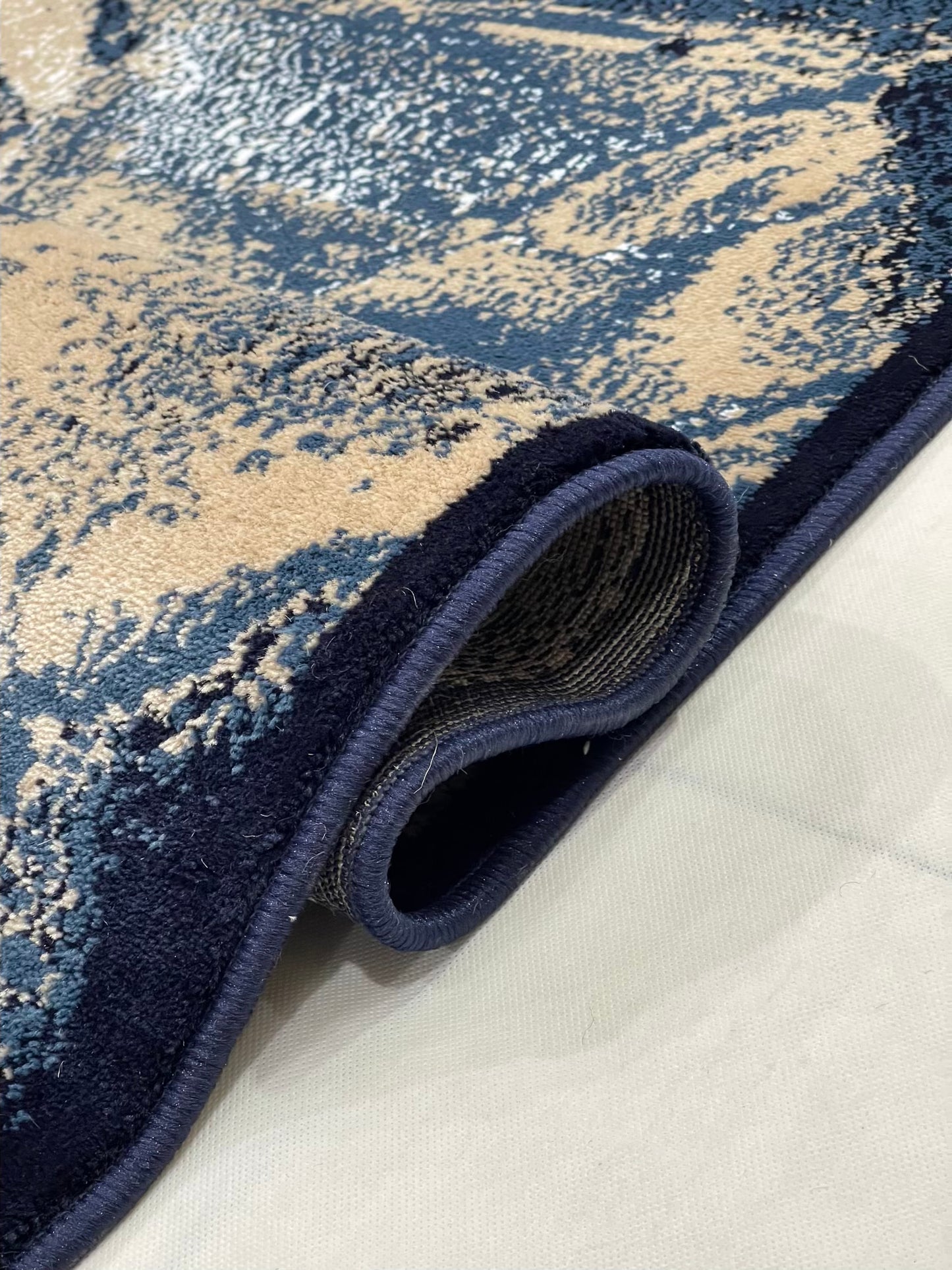 Modern polypropylene Rug,back woven(Article-1056-Blue) Size : 5ft width  x 7.3ft length (150cm x 220cm)