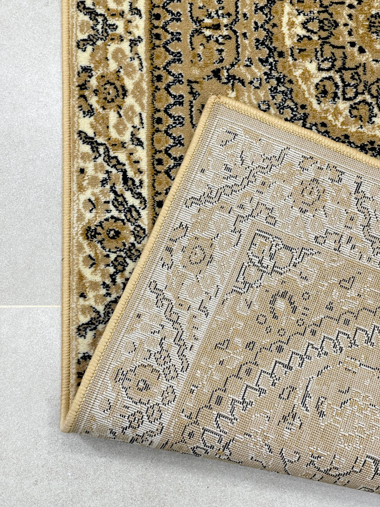 Beige Polypropylene Woven Rug.  Size : 2.6 ft width x 6.6 ft length  (80 cm x 200cm)