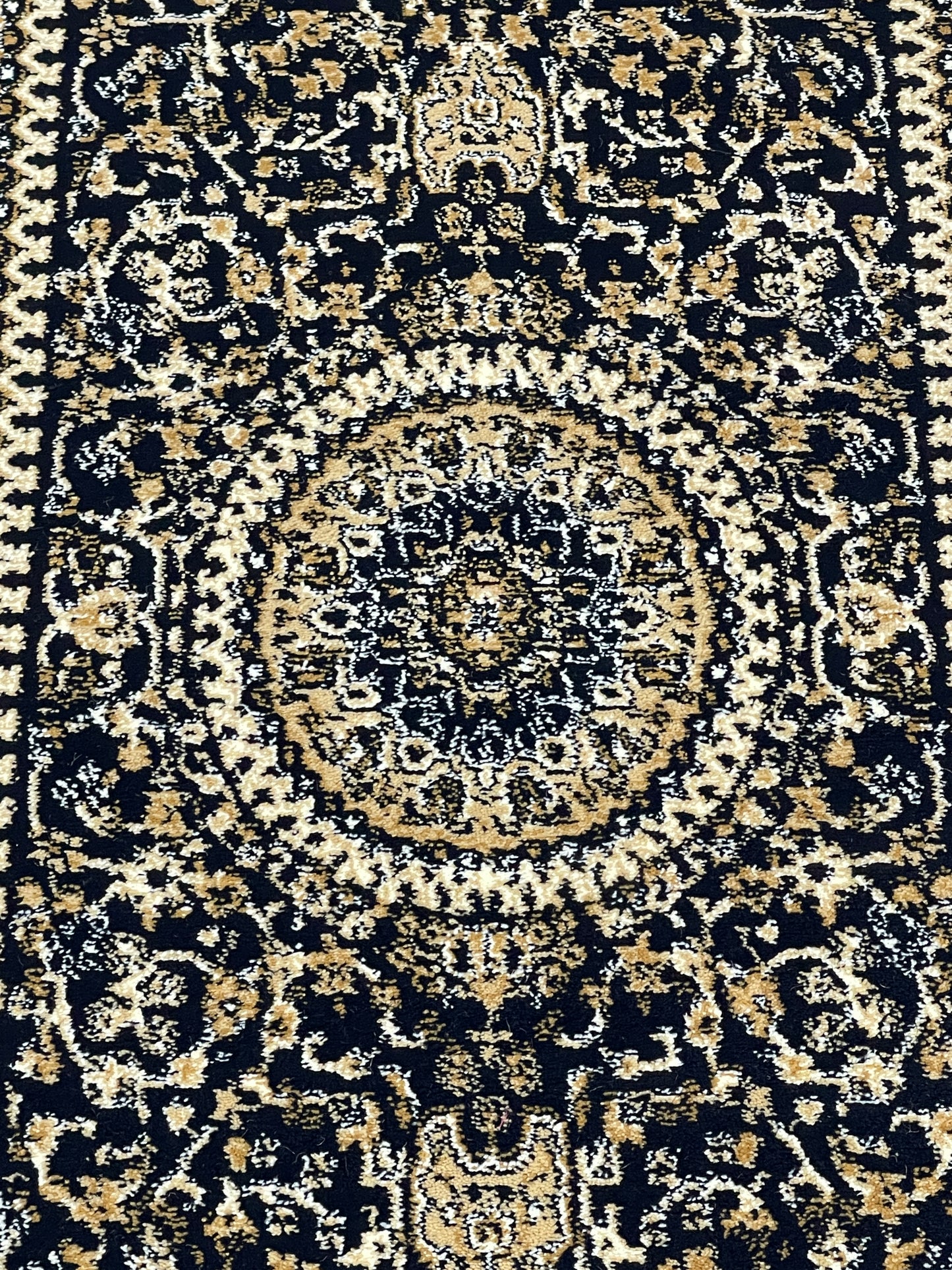 Black Persian Polypropylene Woven Rug.  Size : 2.6 ft width x 6.6 ft length  (80 cm x 200cm)