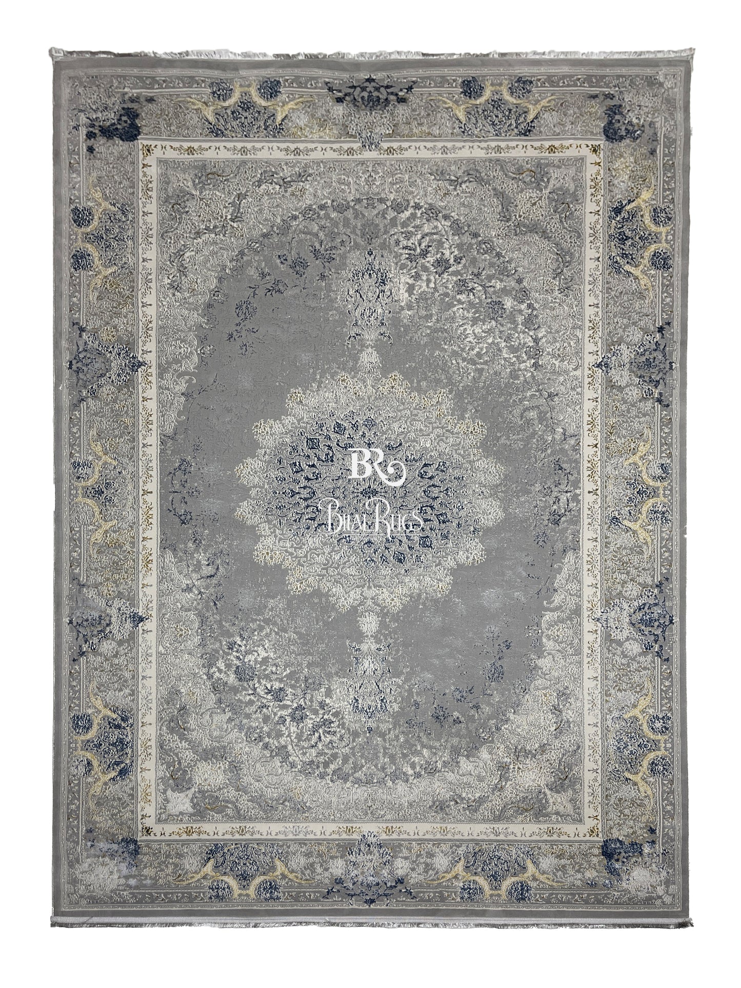 New Turkish Silk (Surya A)  Size: 6.6 ft width x 9.6 ft length (200cm x 290cm) Article -608- Grey