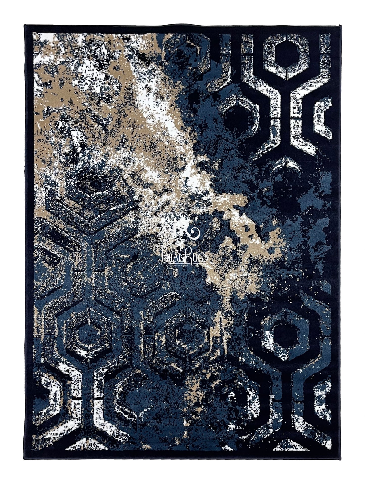 Modern Polypropylene Rug Back Woven(Article-381-Blue)