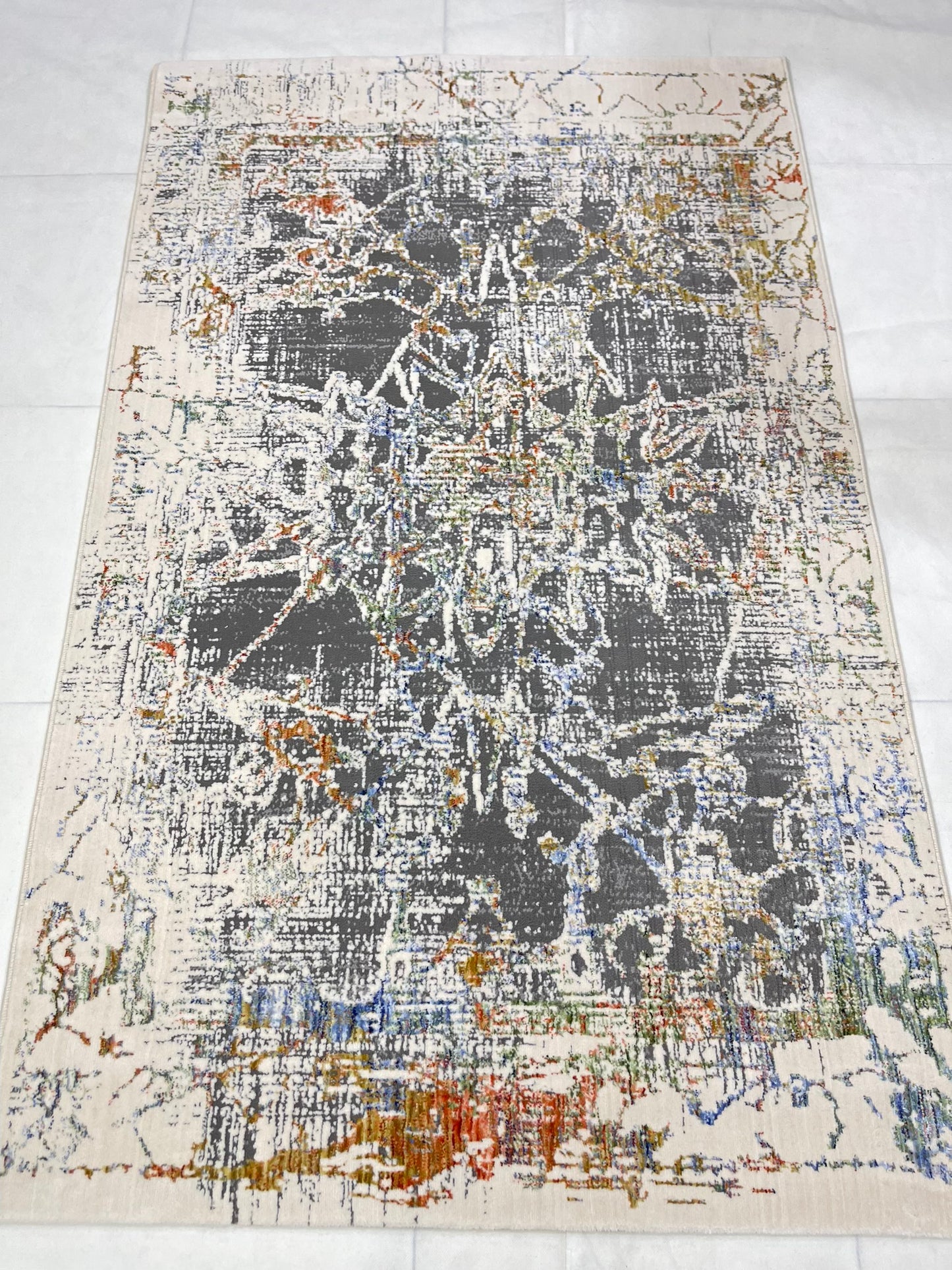 Irani viscose Rug , Woven Back Article-315-Multi Size : 3 ft width x 5 ft length (100 cm x 150cm)