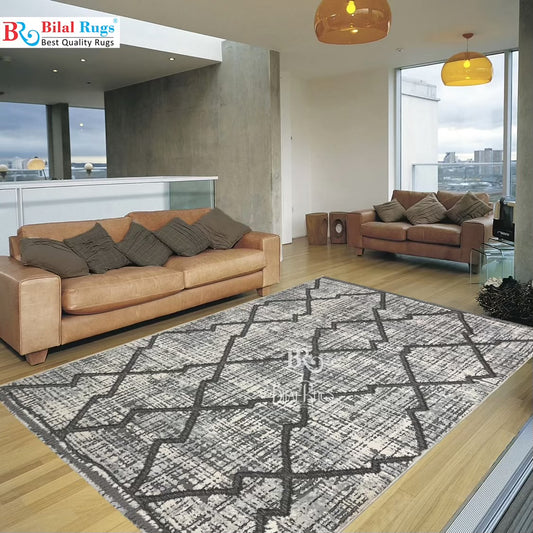 Irani viscose Rug , Woven Back
Article-302-Grey
Size : 3 ft width x 5 ft length (100 cm x 150cm)