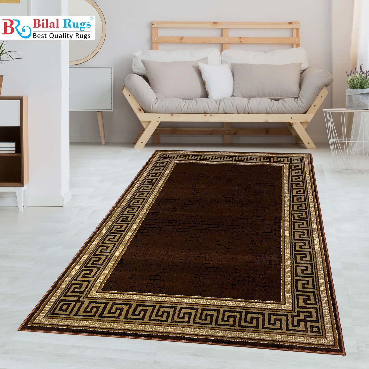 Modern polypropylene Rug,back woven(Article-370-Brown )
Size : 5ft width  x 7.3ft length (150cm x 220cm)