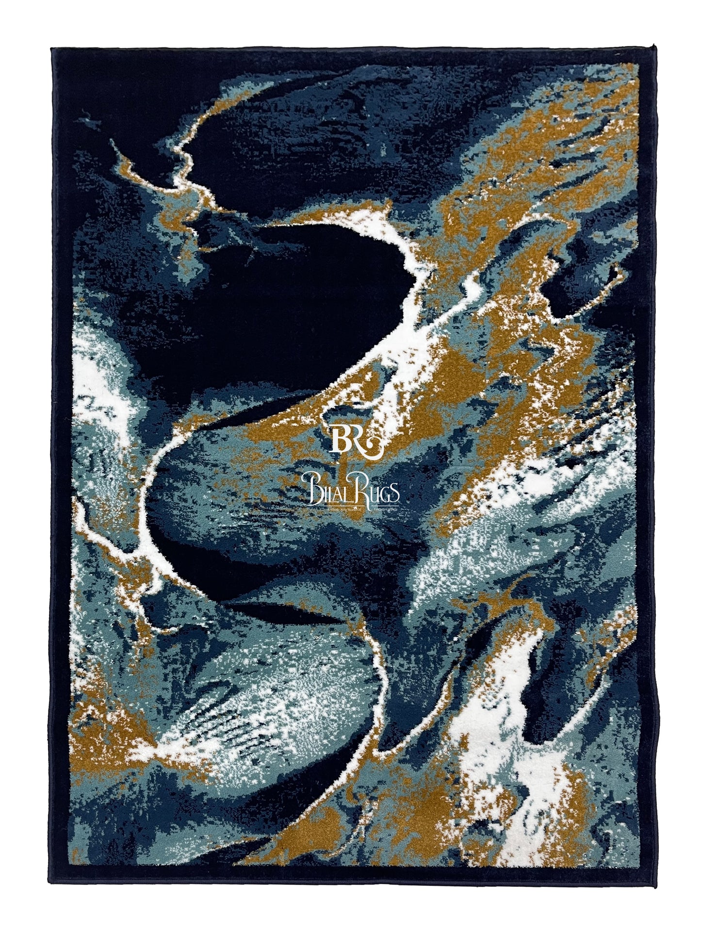 Modern Polypropylene Rug,back woven(Article-1443-Blue) Size : 4 ft width x 5.6 ft length (120 cm x 170 cm)