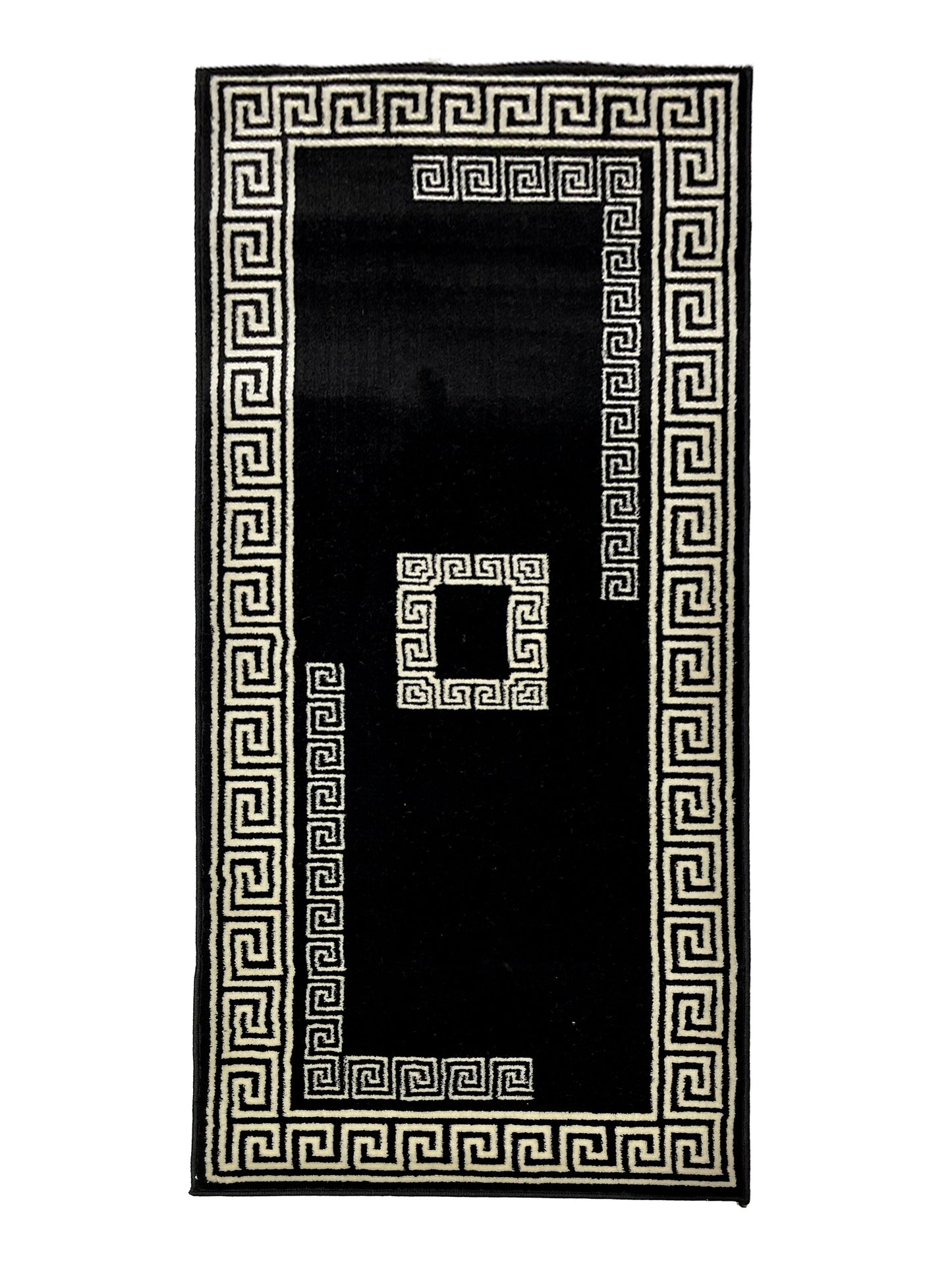 Black Modern Polypropylene Woven Rug.  Size : 2.6 ft width x 6.6 ft length  (80 cm x 200cm)