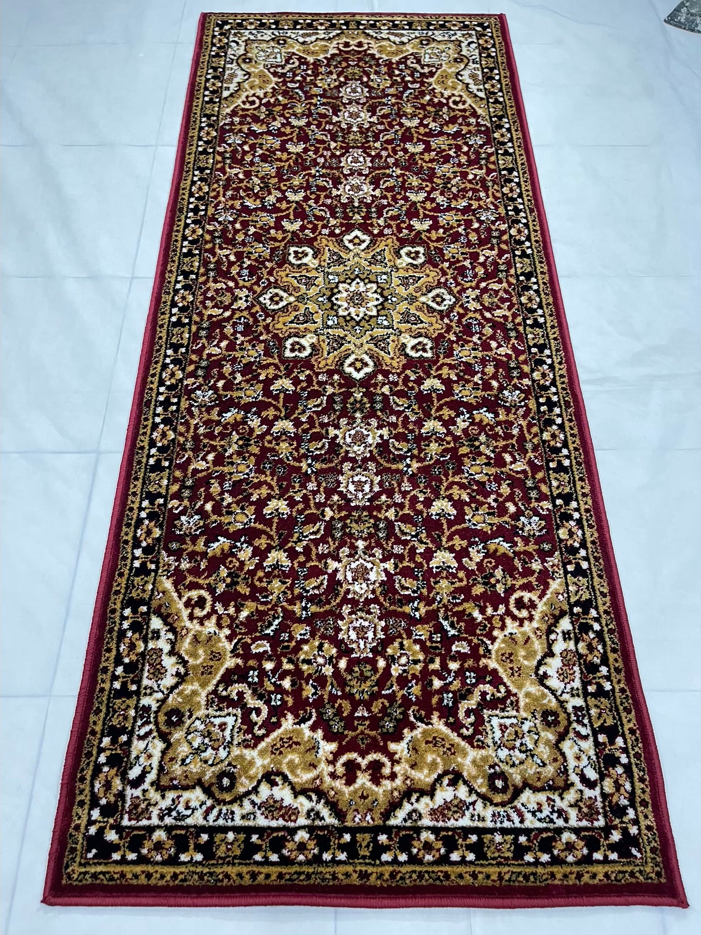 Red Persian Polypropylene Woven Runner. Size : 2.6 ft width x 6.6 ft length