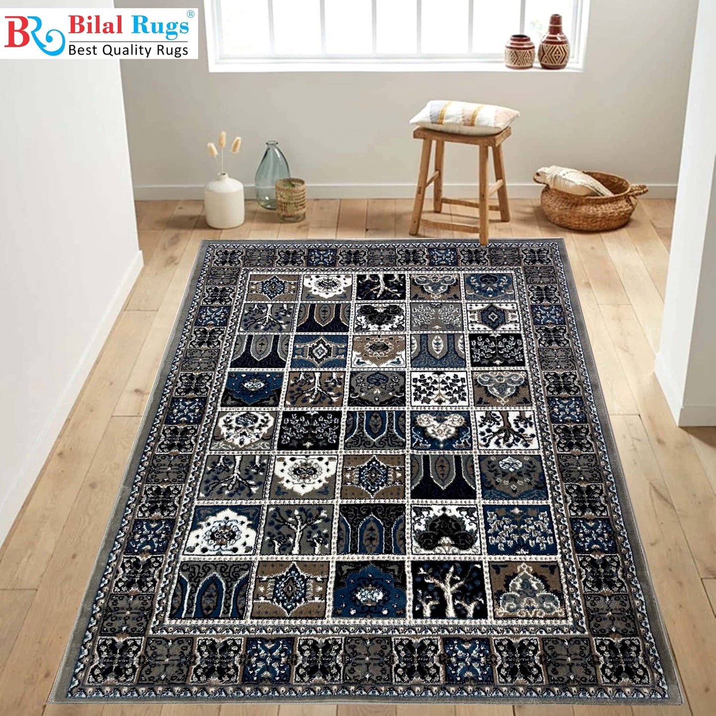 Persian Polypropylene Rug,back woven(Article-297-Grey)