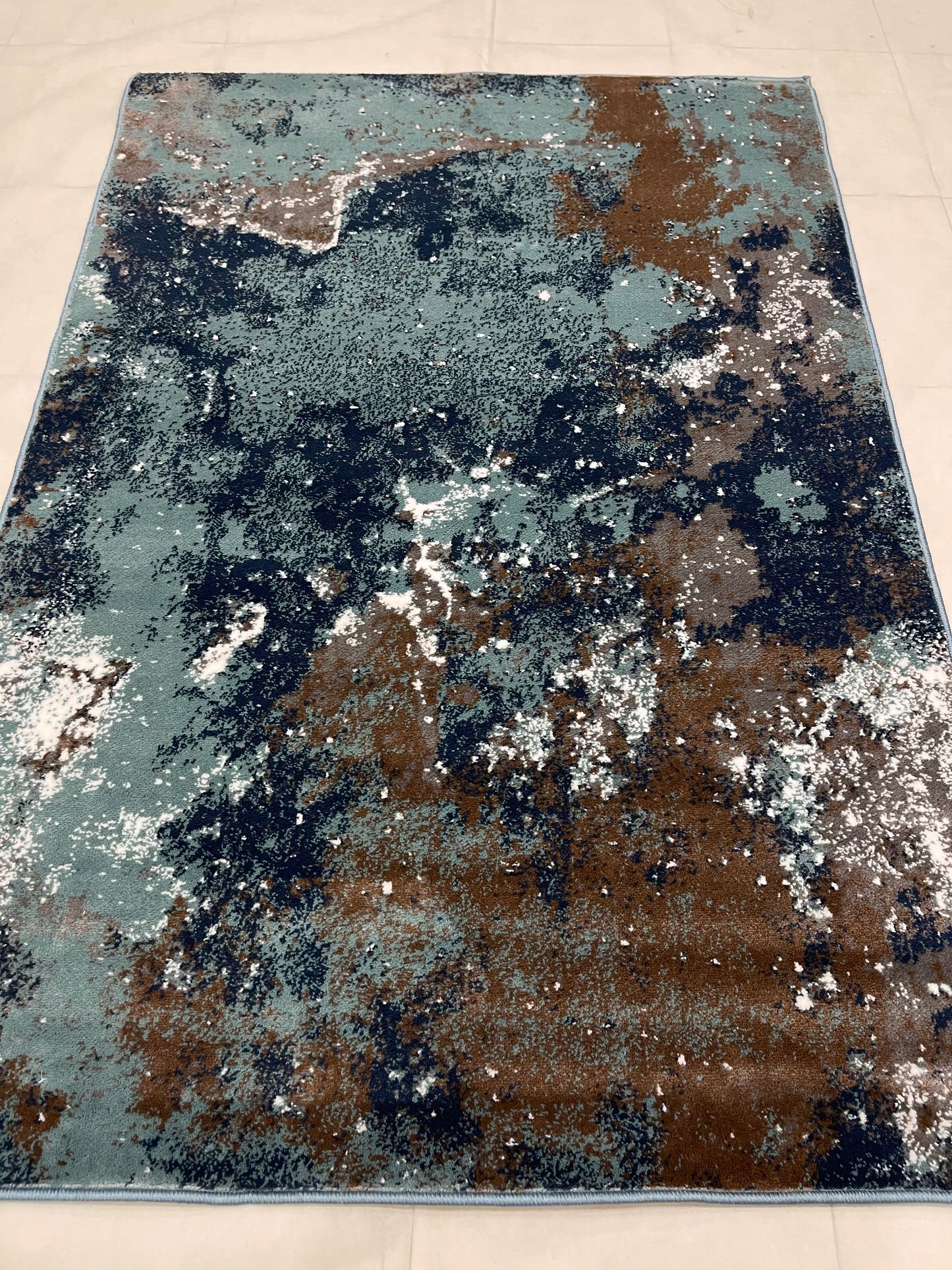 Modern Polypropylene Rug,back woven(Article-1443-Feroze) Size : 4 ft width x 5.6 ft length (120 cm x 170 cm)