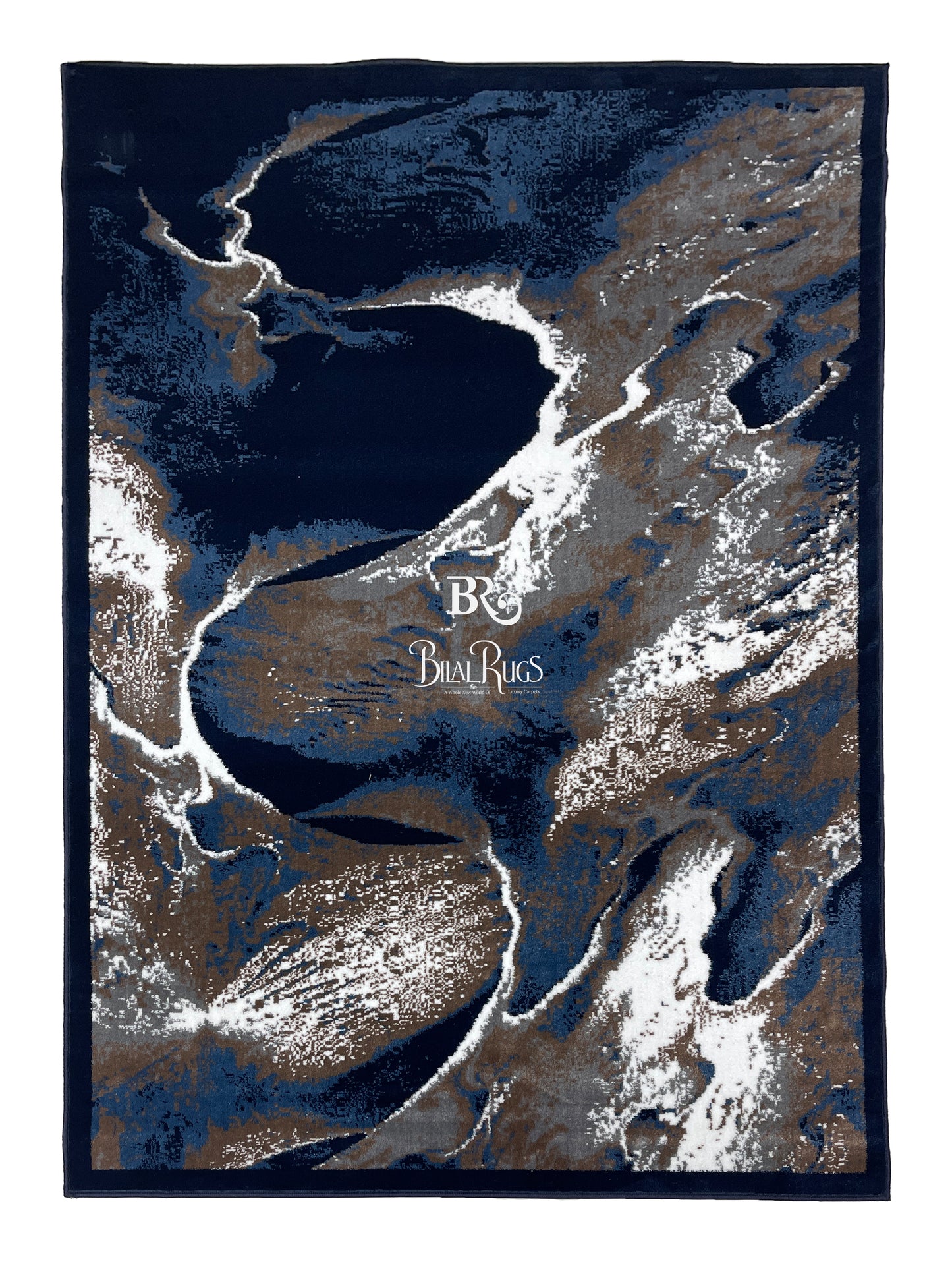 Modern polypropylene Rug,back woven(Article-1221-Dark Blue) Size : 5 ft width x 7.3 ft length ( 150 cm x 220 cm)