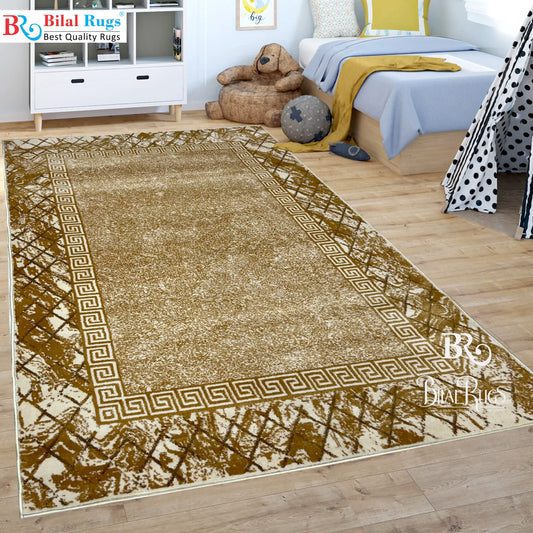 Modern polypropylene Rug,back woven(Article-1245-Off white) Size : 5 ft width x 7.3 ft length ( 150 cm x 220 cm)