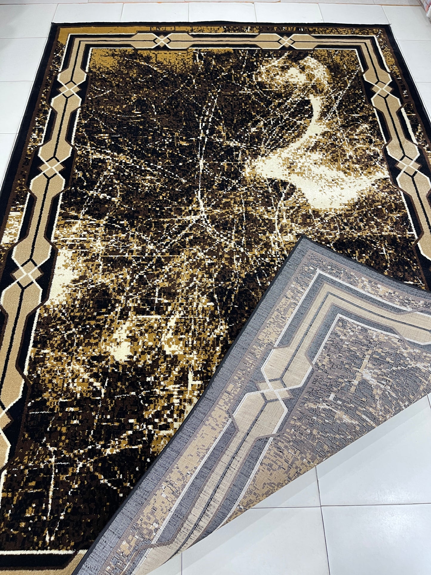 Modern polypropylene Rug,back woven(Article-232-Black)