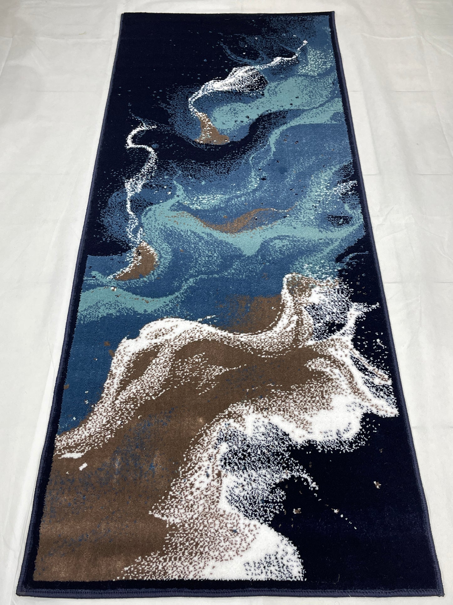 Dark Blue Modern Polypropylene Woven Rug.  Size : 2.6 ft width x 6.6 ft length  (80 cm x 200cm)