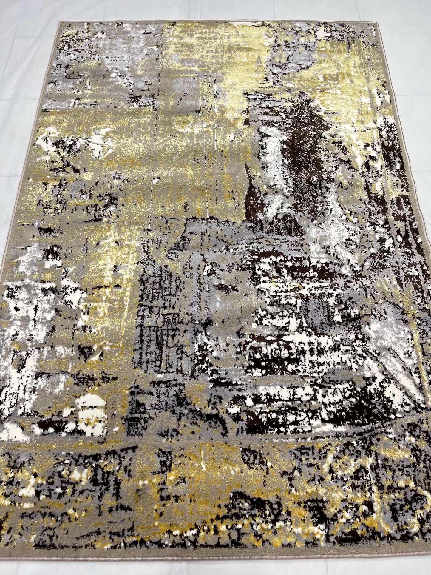 Pakistani Silk Woven Rug.(Article-1466-Light Beige , Gold ) Size : 5ft width  x 7.3ft length (150cm x 220cm)