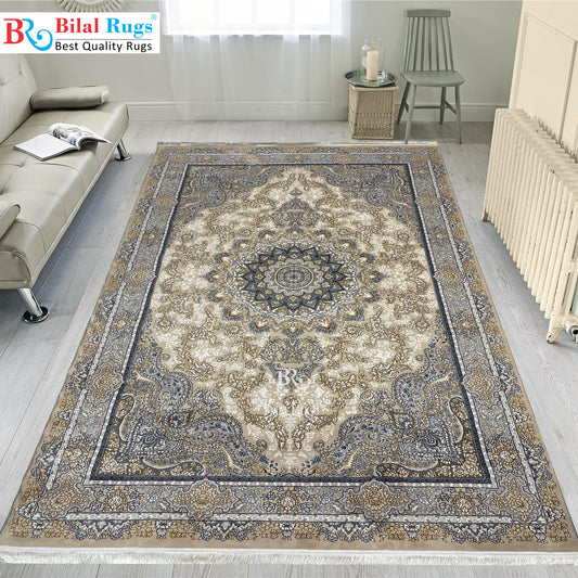 Persian Thick Woven Rug. 
(Article -643-Beige )
Size: 6.6 ft width x 9.6 ft length (200cm x 290cm)