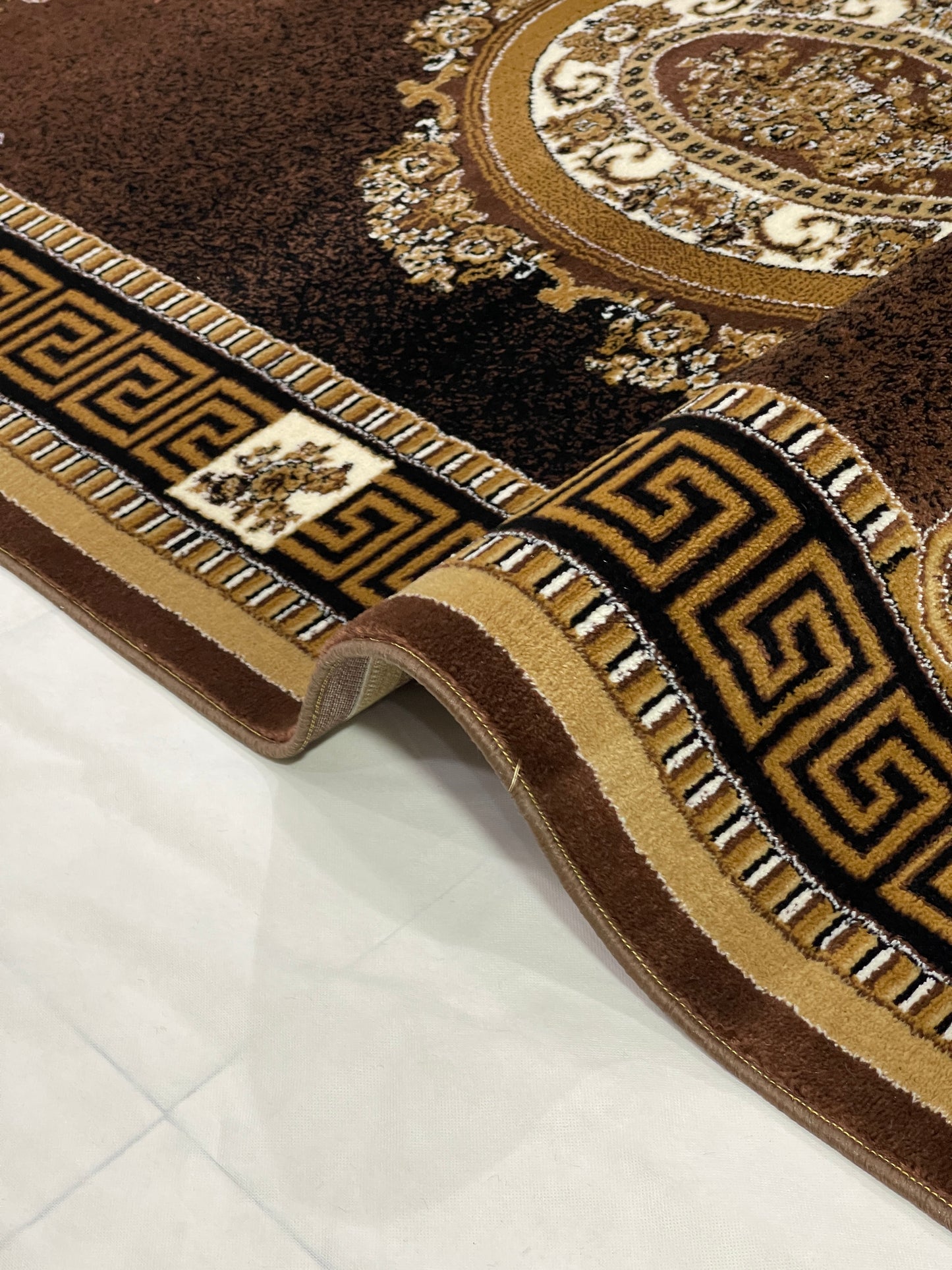 Versace polypropylene Rug,back woven(Article-75-Brown)