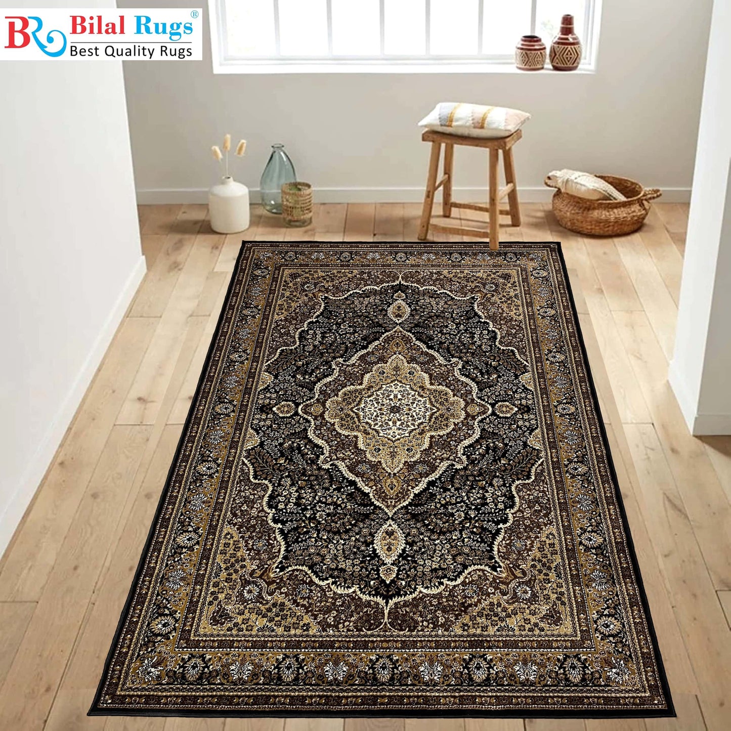 Persian  Polypropylene Woven Rug💥
Article-19-Black