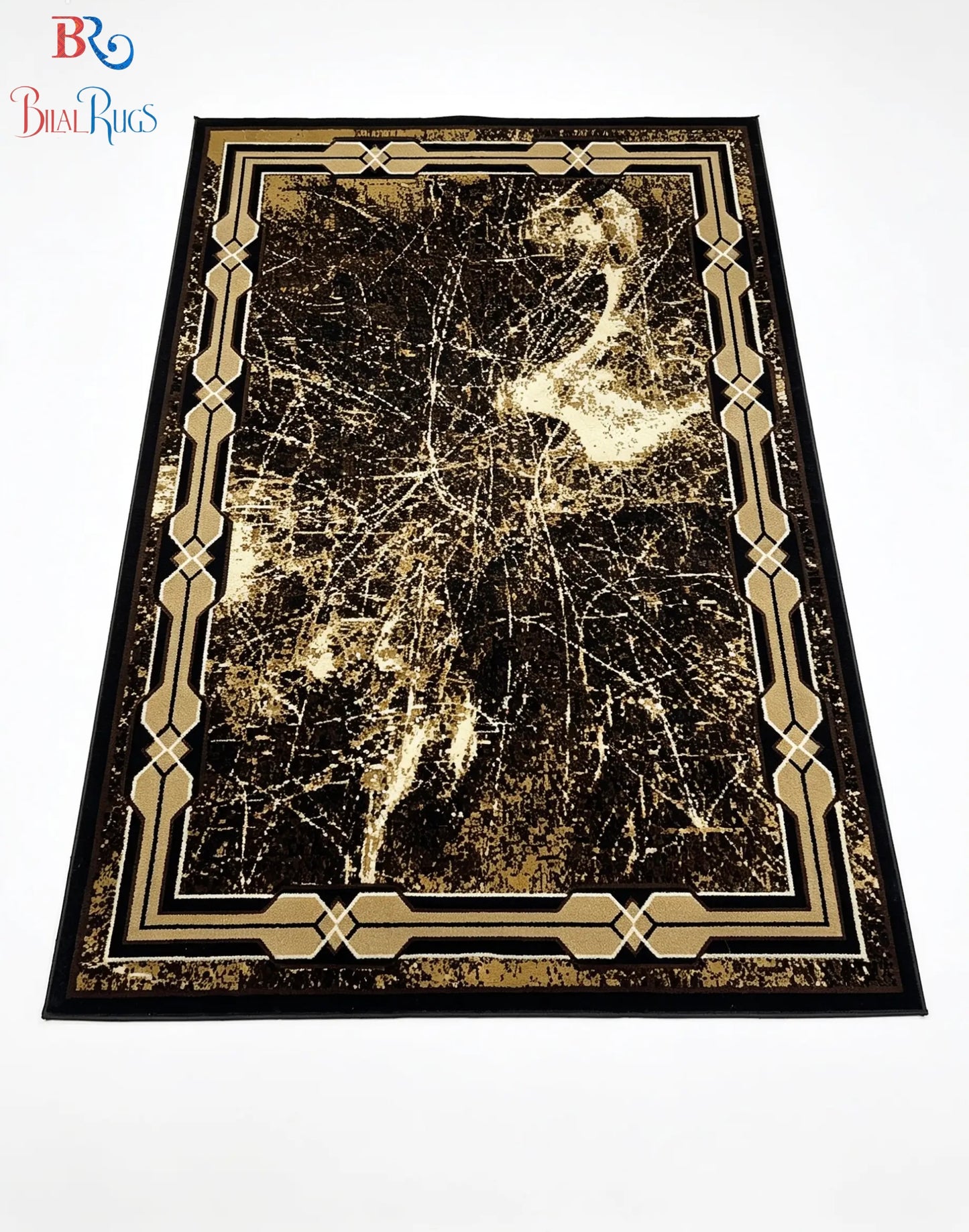 Modern polypropylene Rug,back woven(Article-232-Black)