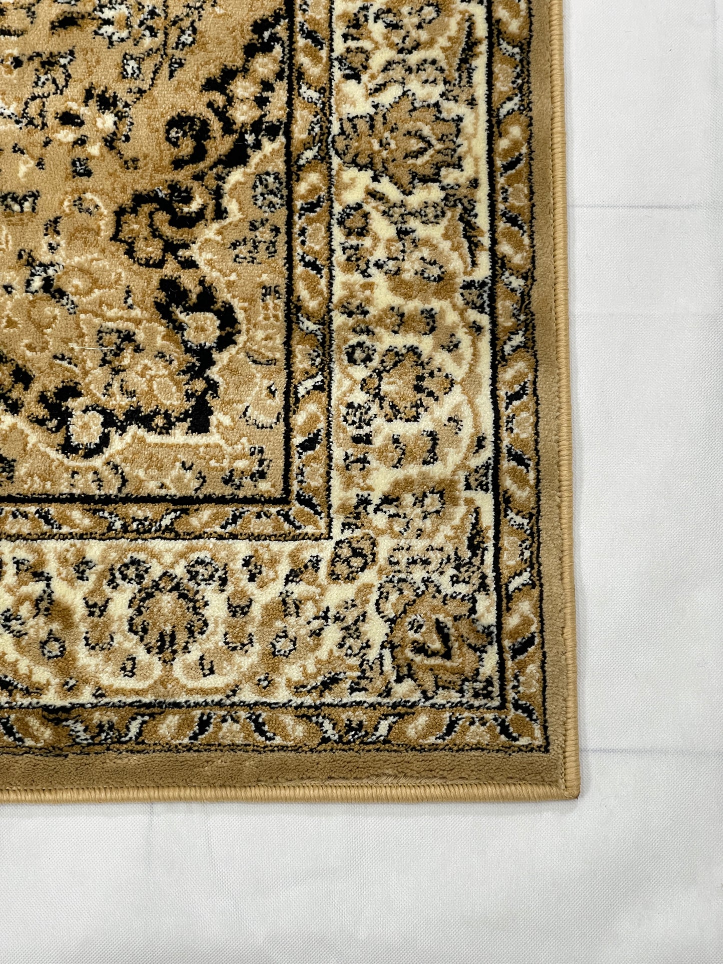 Persian polypropylene Rug,back woven (Article-20-Beige) Size : 4 ft width x 5.6 ft length (120 cm x 170 cm)