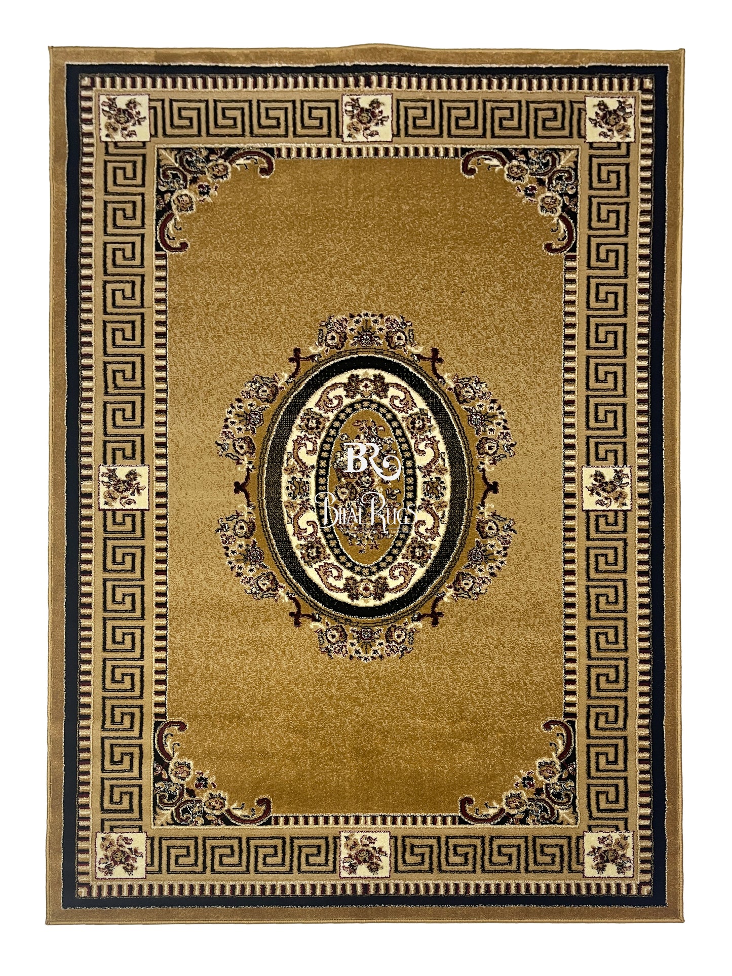 Versace polypropylene Rug,back woven(Article-75-Gold)
Size : 5ft width  x 7.3ft length (150cm x 220cm)