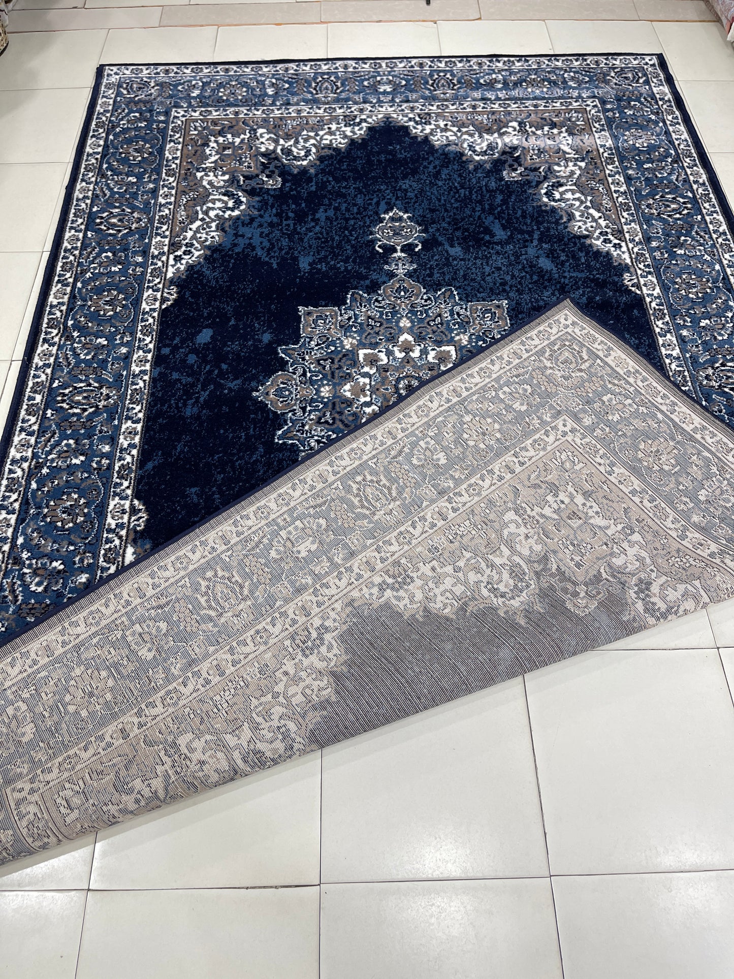 Persian polypropylene Rug,back woven(Article-42-Dark Blue)
Size : 6.6 ft width x 9.6 ft length (200cm x 290cm)