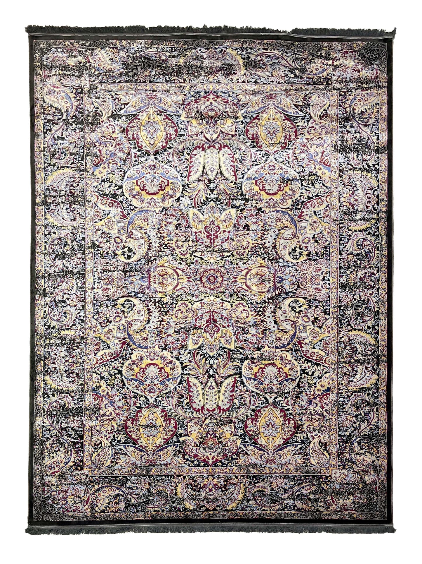 Irani Vintage Woven Rug.
 Article -2015-Grey,Purple
Size: 6.6 ft width x 9.6 ft length (200cm x 290cm)