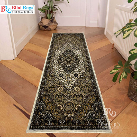 Off white Persian Polypropylene Woven Runner.
 Size : 2.6 ft width x 6.3 ft length
 (80 cm x 200cm)