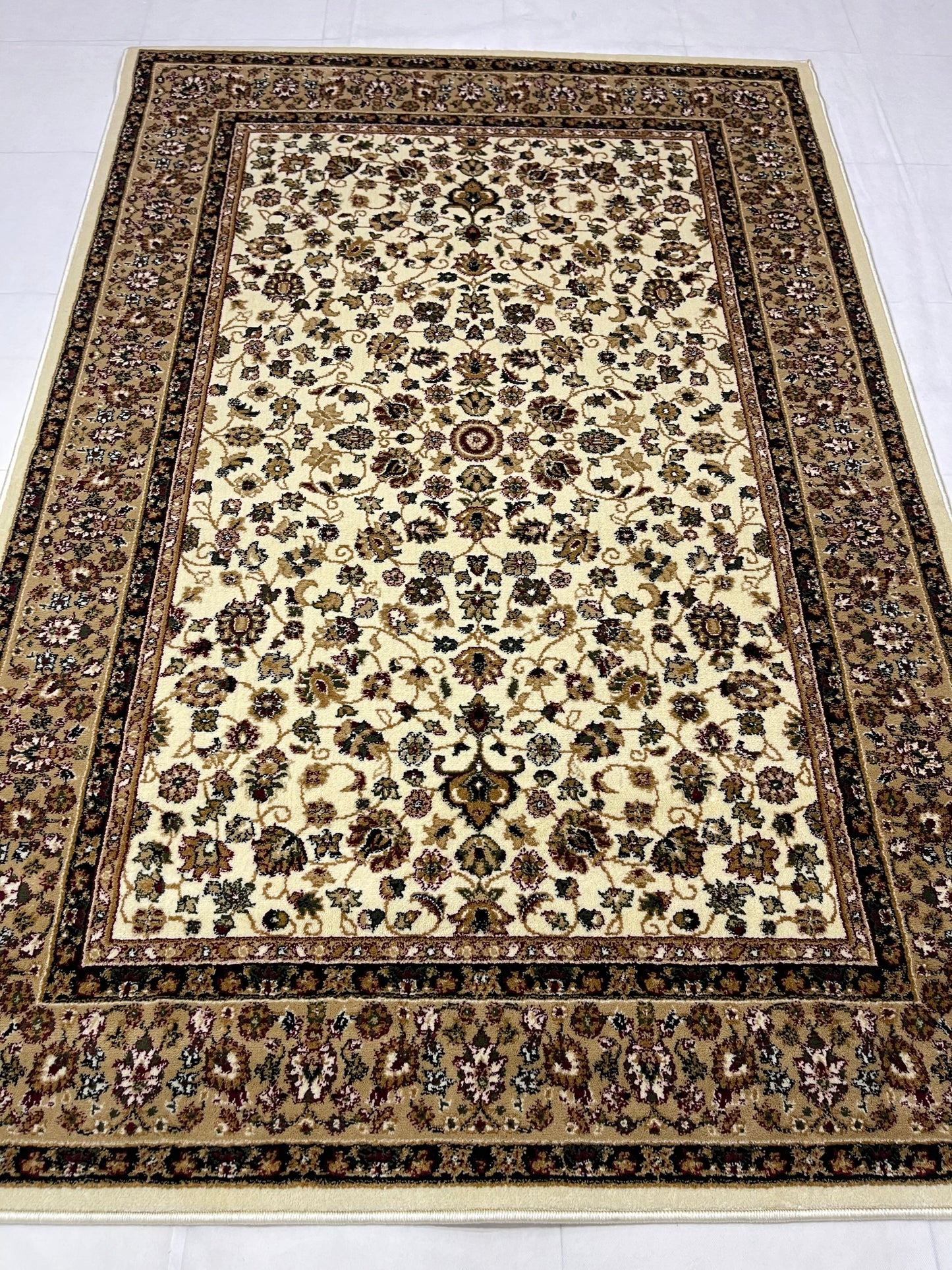 Persian Polypropylene Rug,back woven(Article-140-Off white) Size : 5ft width  x 7.3ft length (150cm x 220cm)