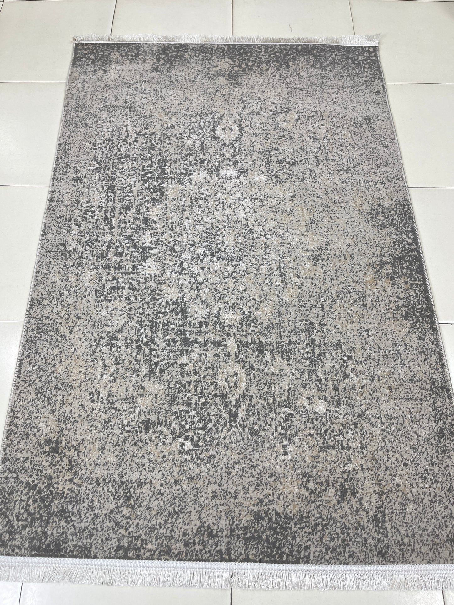 Irani viscose Rug , Woven Back Article-306-Grey Size : 3 ft width x 5 ft length (100 cm x 150cm)