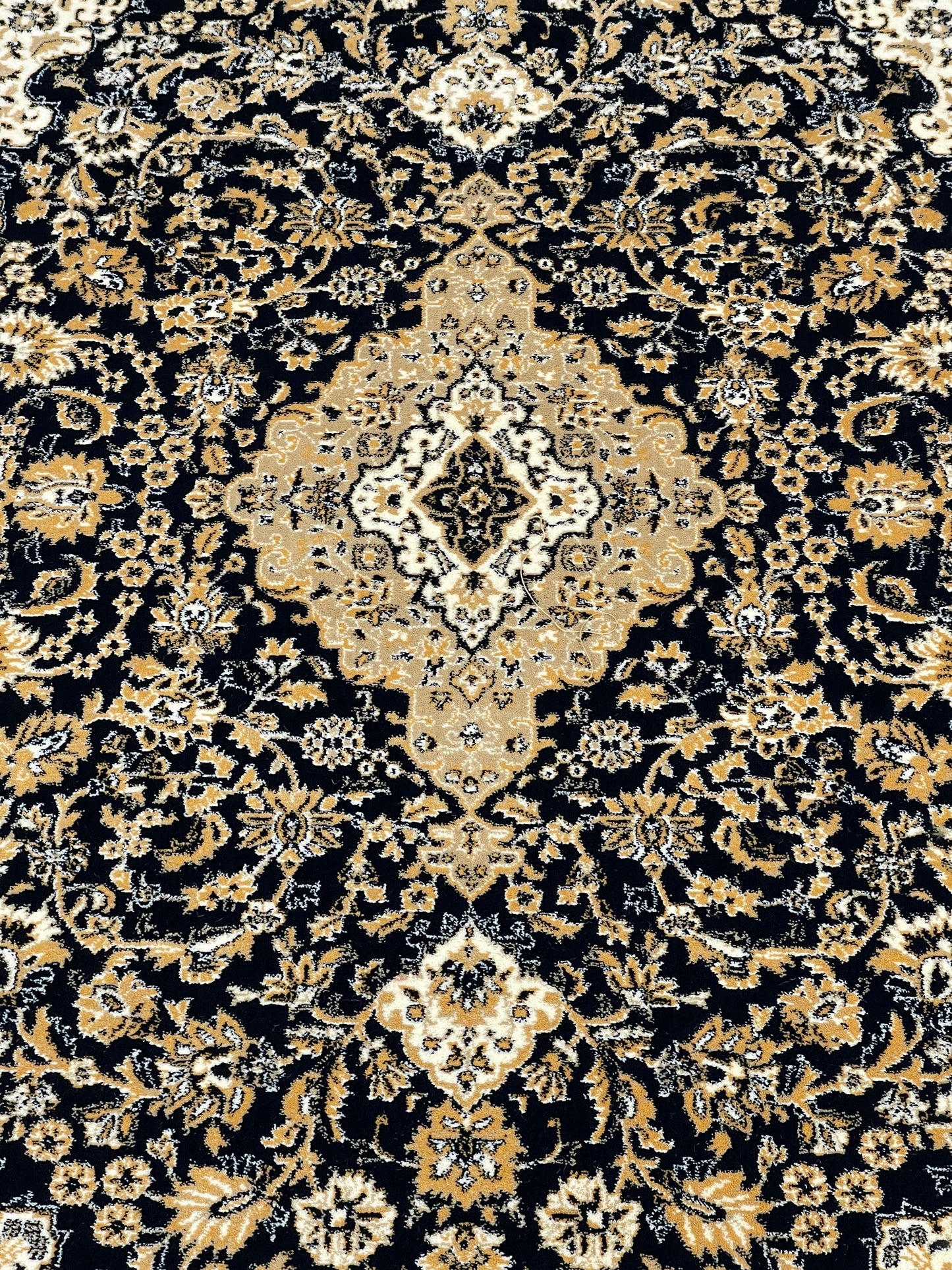 Persian polypropylene Rug,back woven(Article-01-Black) Size : 6.6 ft width x 9.6 ft length (200cm x 290cm)